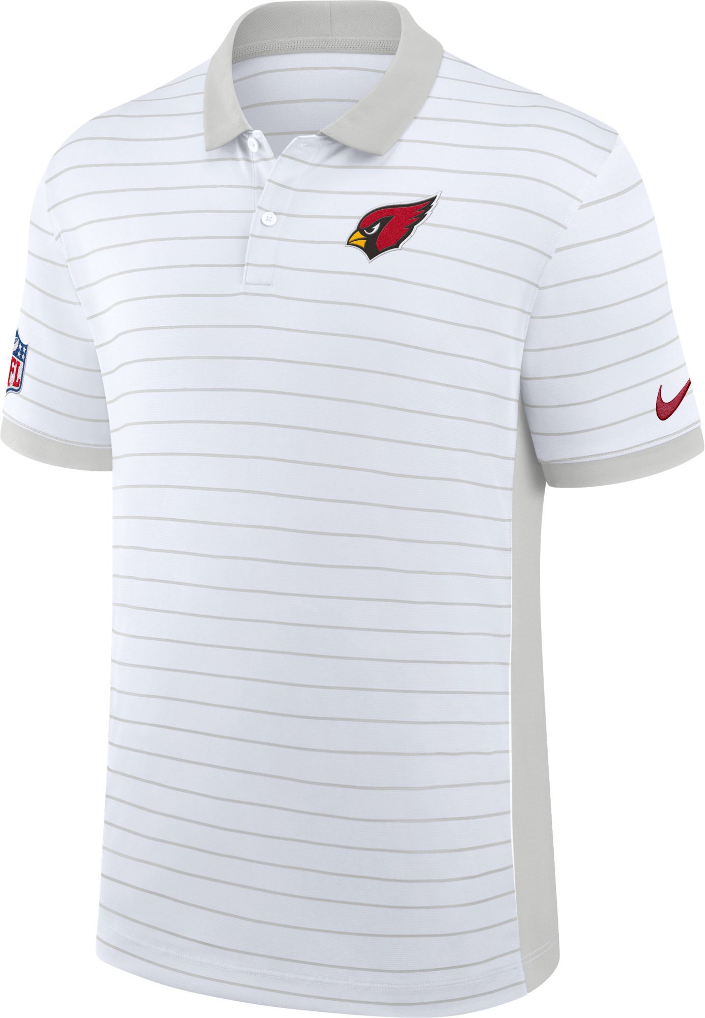 Nike Men's Arizona Cardinals White Side Line Victory Striped Polo