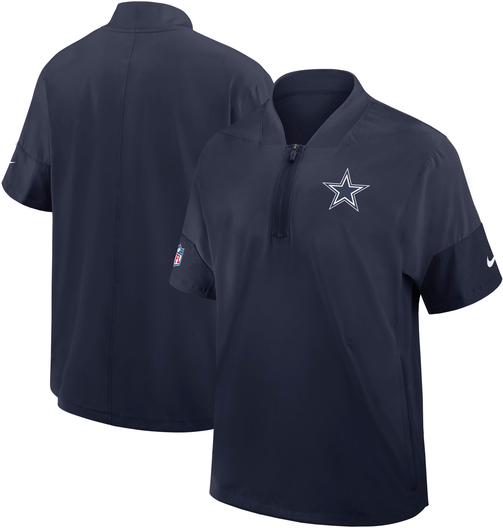 Nike Men's Dallas Cowboys Navy Side Line Short Sleeve Coaches Jacket