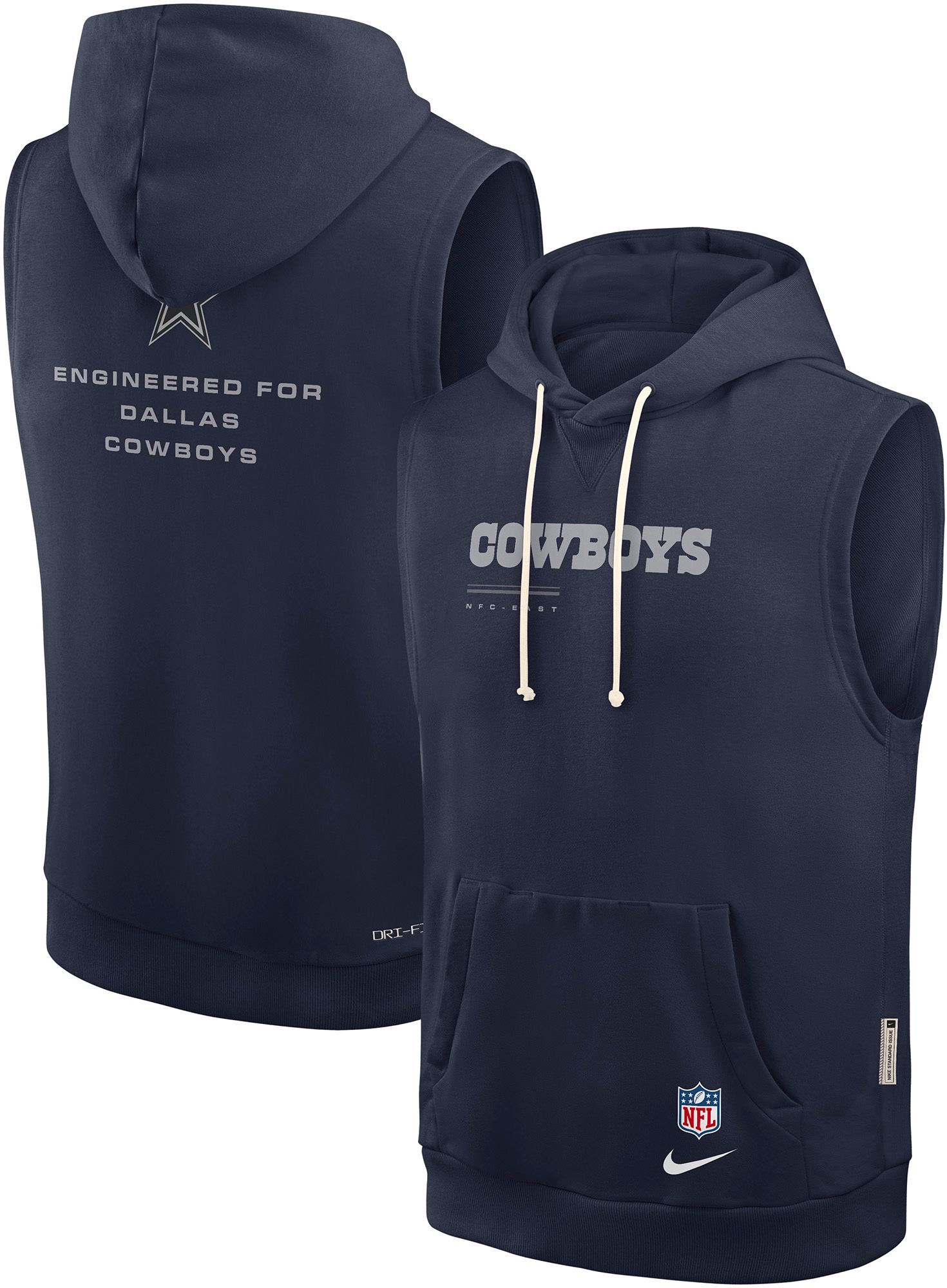 Nike Men's Dallas Cowboys Navy Sideline Sleeveless Hoodie