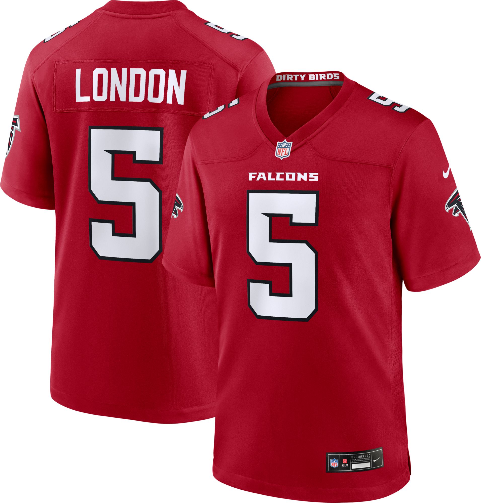 Nike Men's Atlanta Falcons Red Drake London #5 Home Game Jersey