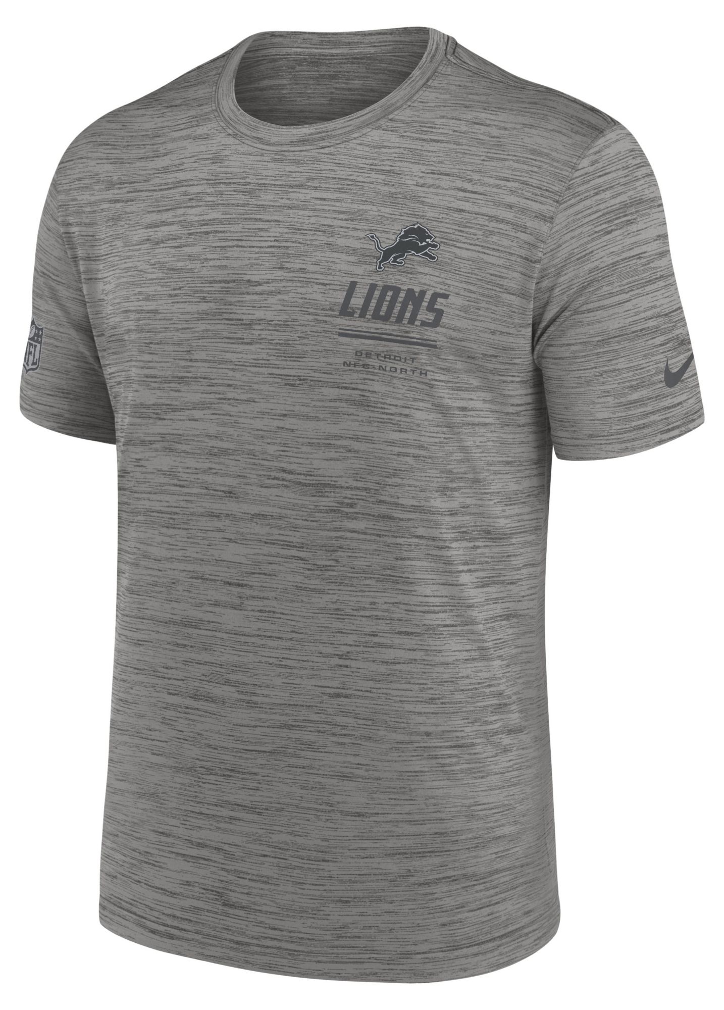 Nike Men's Detroit Lions Dark Grey Heather Sideline Velocity T-Shirt