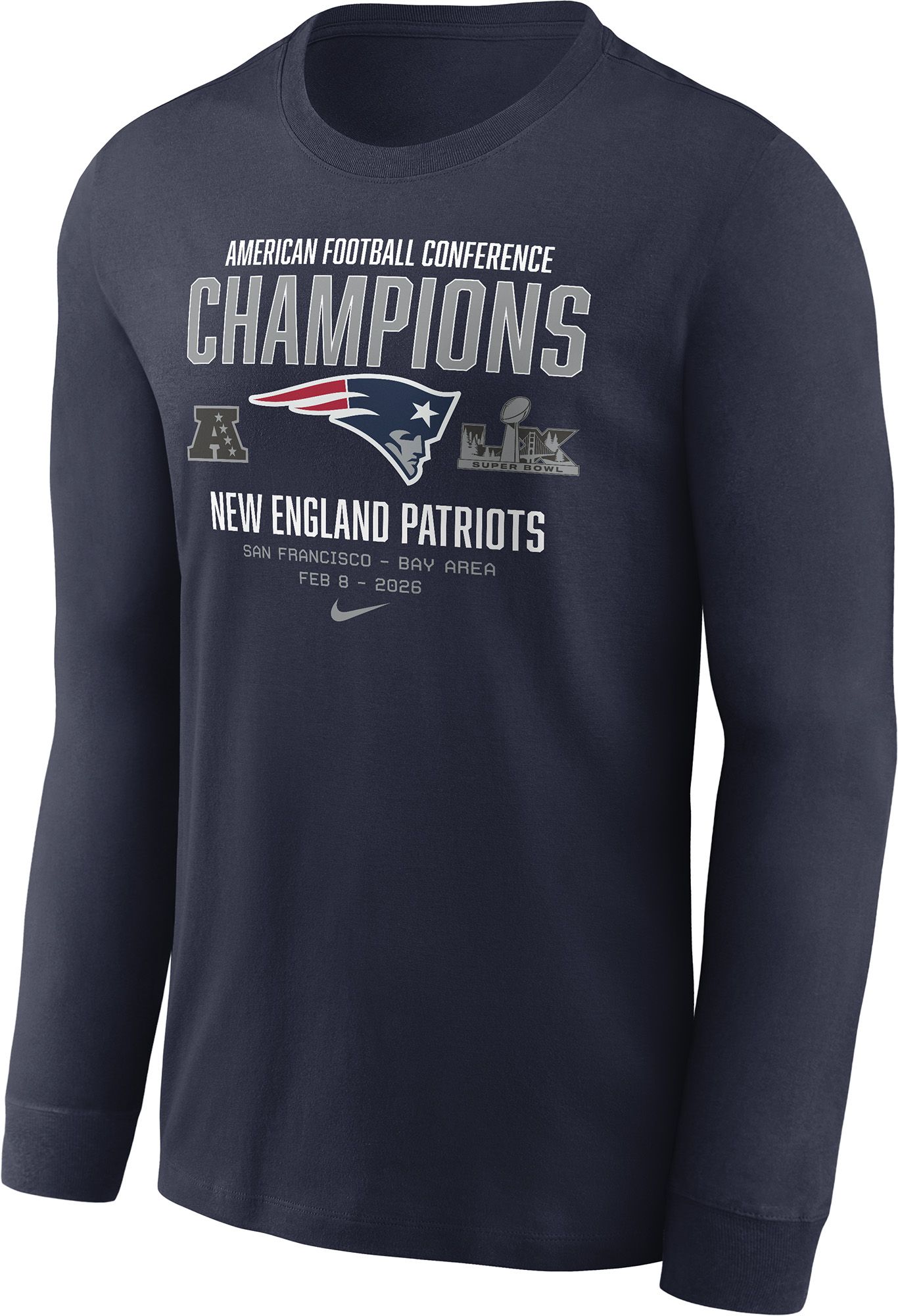 Nike Men's 2025-26 AFC Champions New England Patriots Team Long Sleeve Shirt