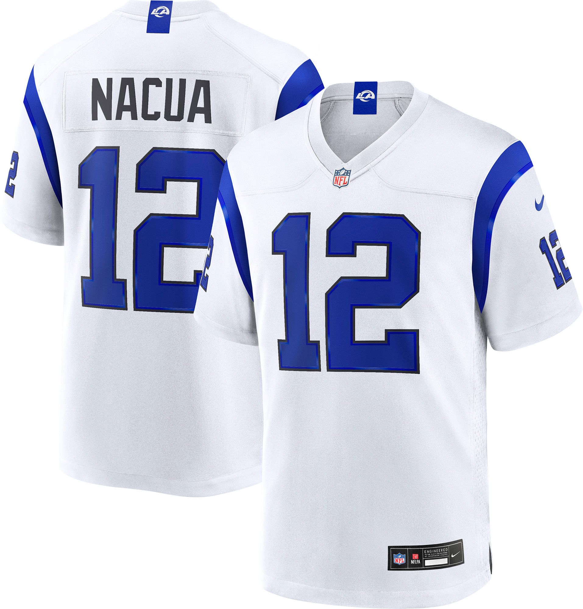 Nike Men's Los Angeles Rams Puka Nacua #12 Fearsome White Alternate Game Jersey