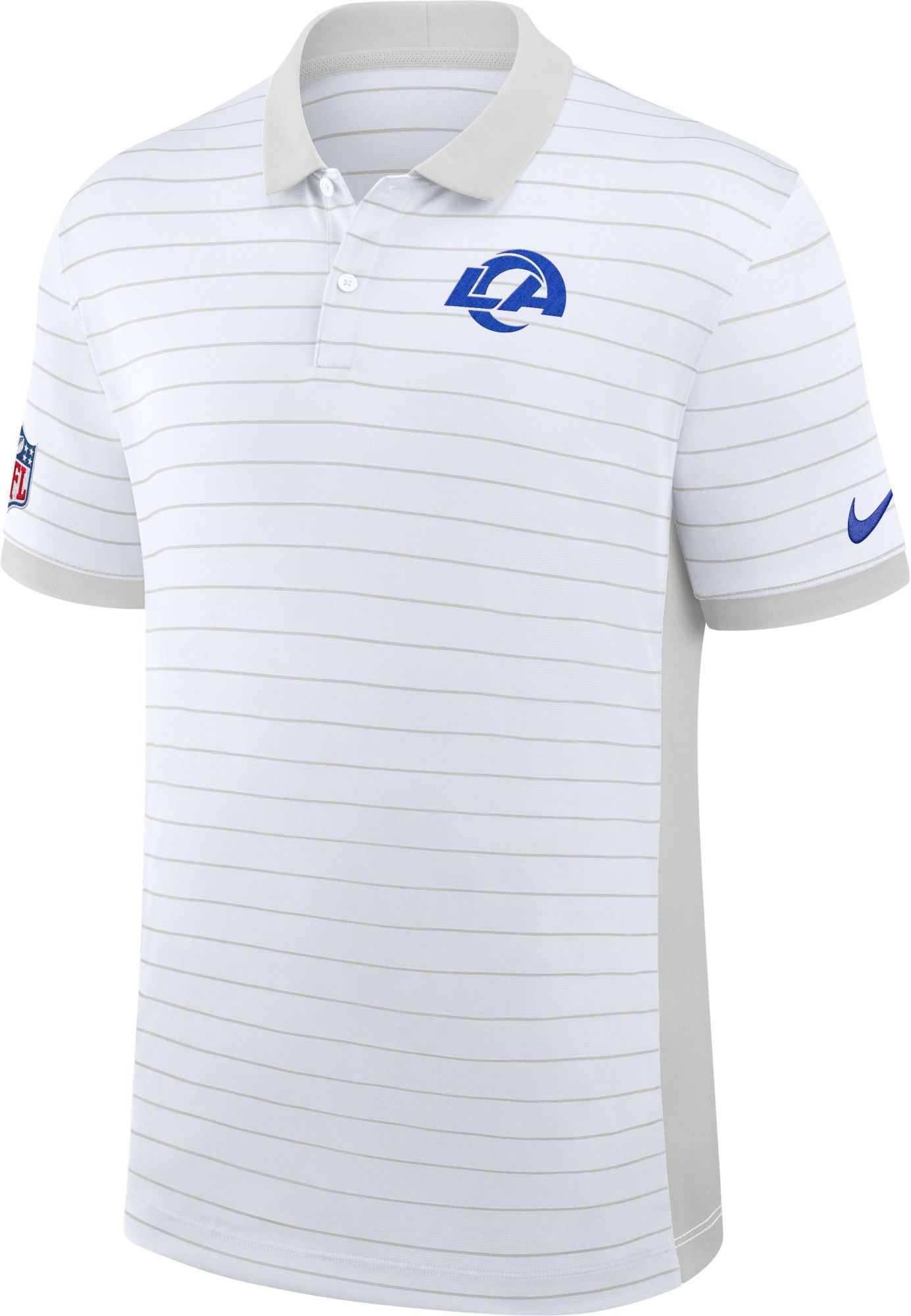 Nike Men's Los Angeles Rams White Sideline Victory Striped Polo