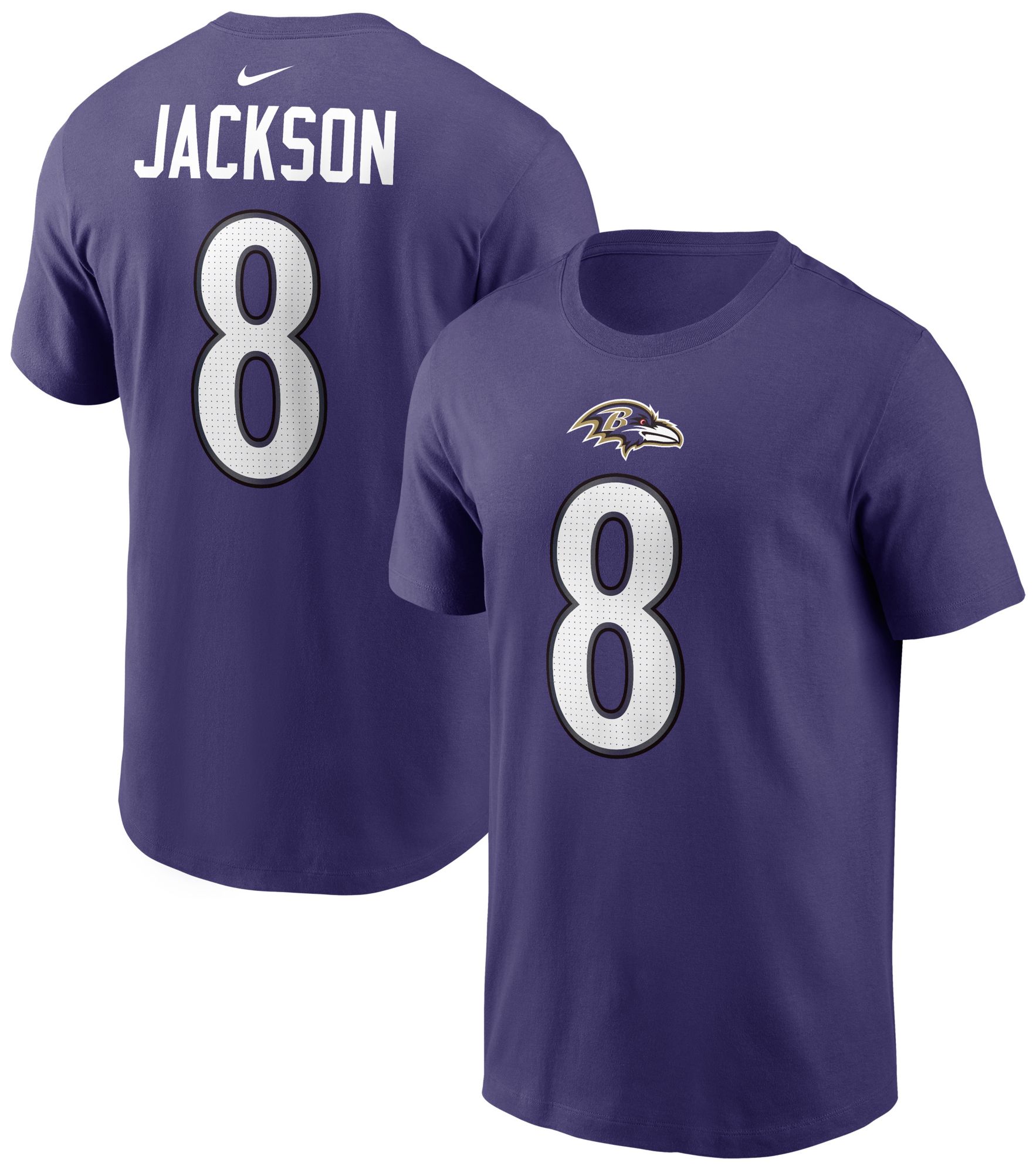 Nike Men's Baltimore Ravens Purple Lamar Jackson #8 T-Shirt