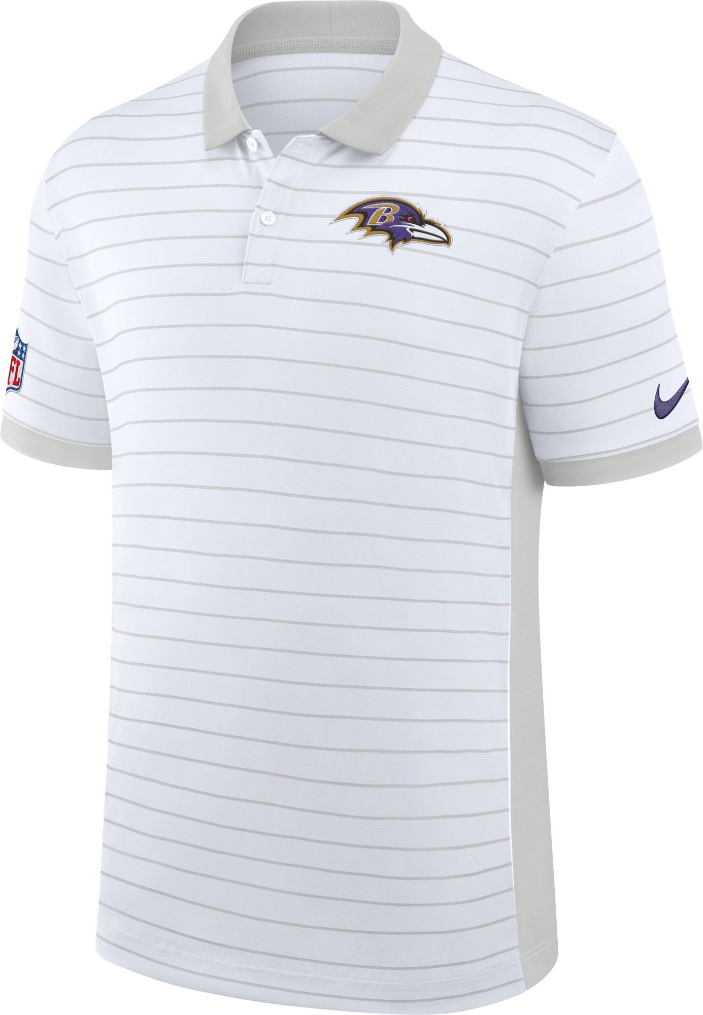 Nike Men's Baltimore Ravens White Sideline Victory Striped Polo