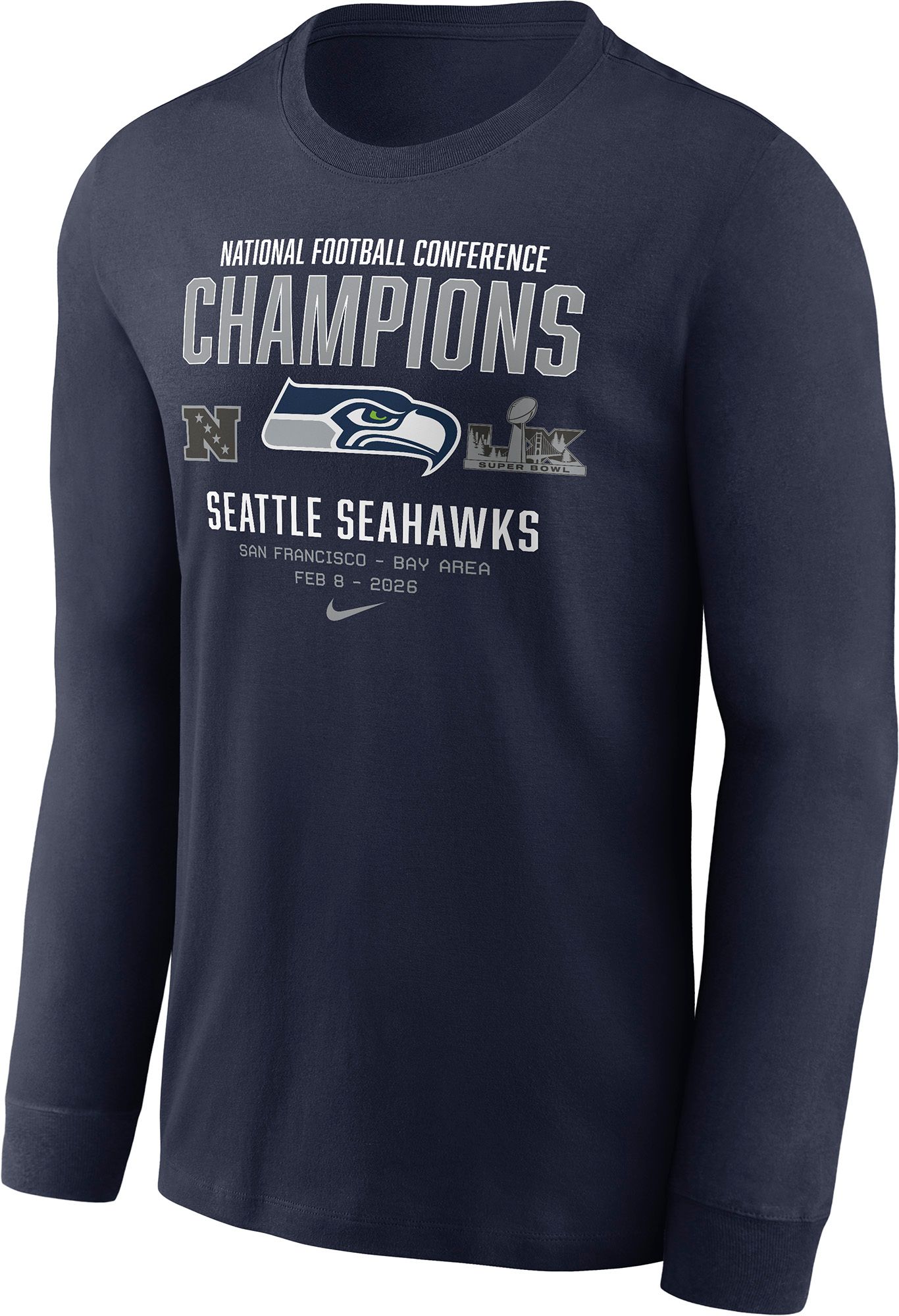 Nike Men's 2025-26 NFC Champions Seattle Seahawks Team Long Sleeve Shirt