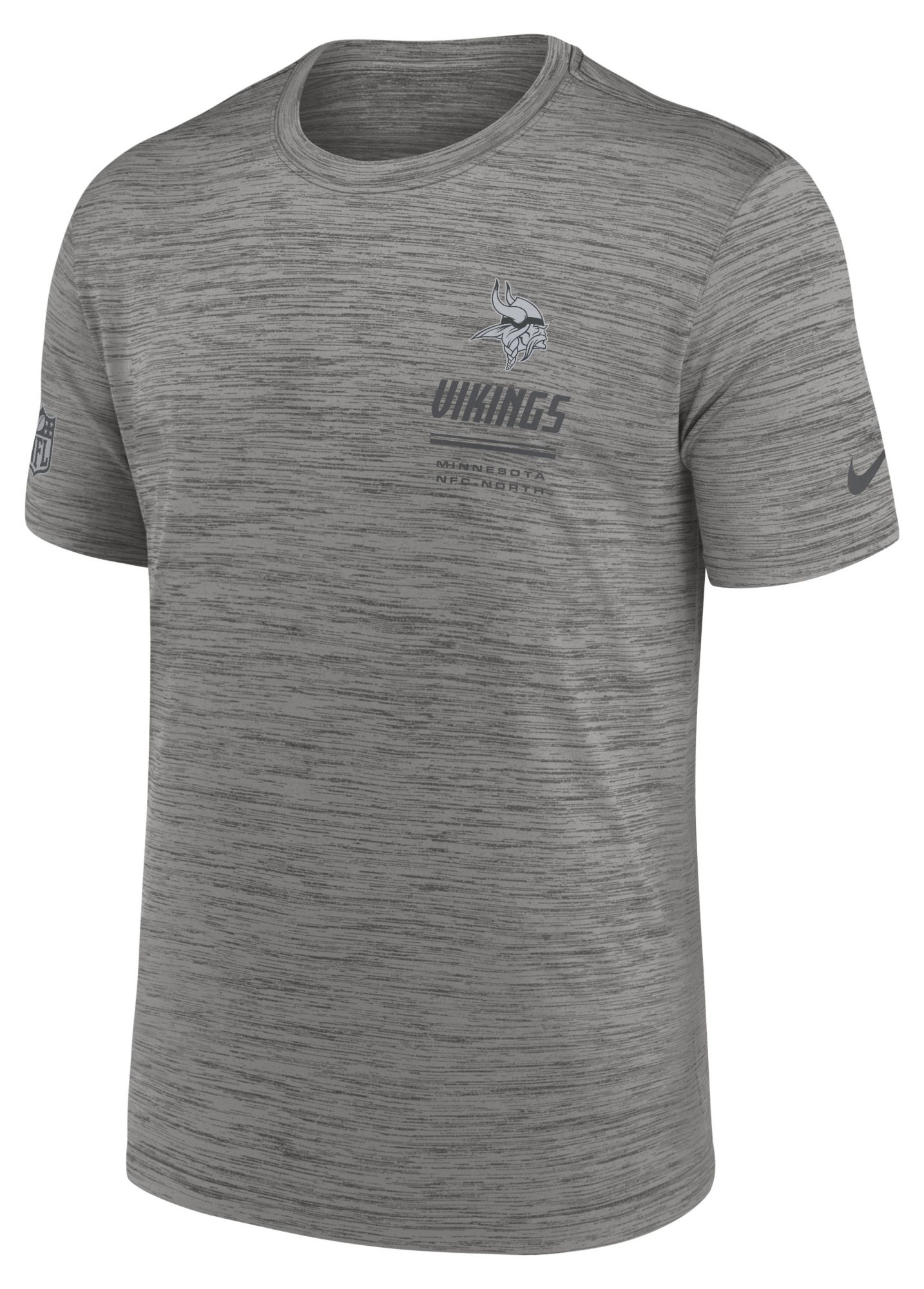Nike Men's Minnesota Vikings Dark Grey Heather Sideline Velocity T-Shirt