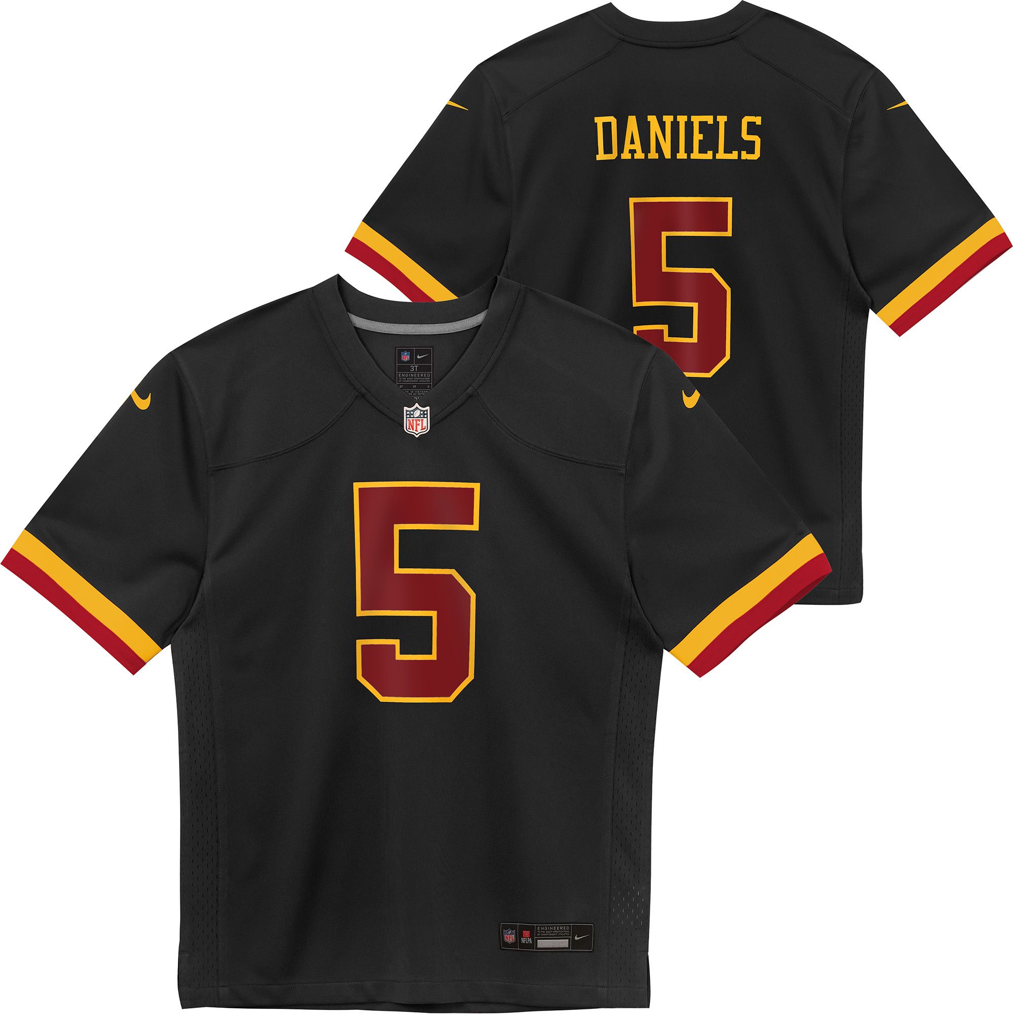 Nike Toddler Washington Commanders Jayden Daniels #5 Black Alternate Game Jersey