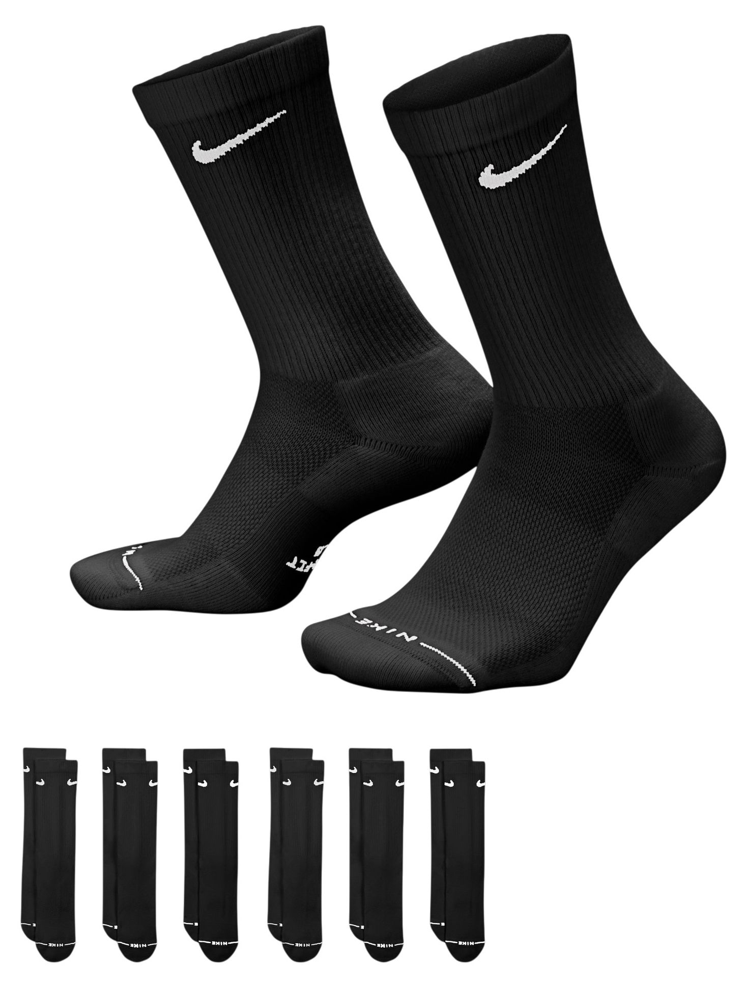 Nike Everyday Elevated Crew Socks - 6 Pairs Black thumbnail