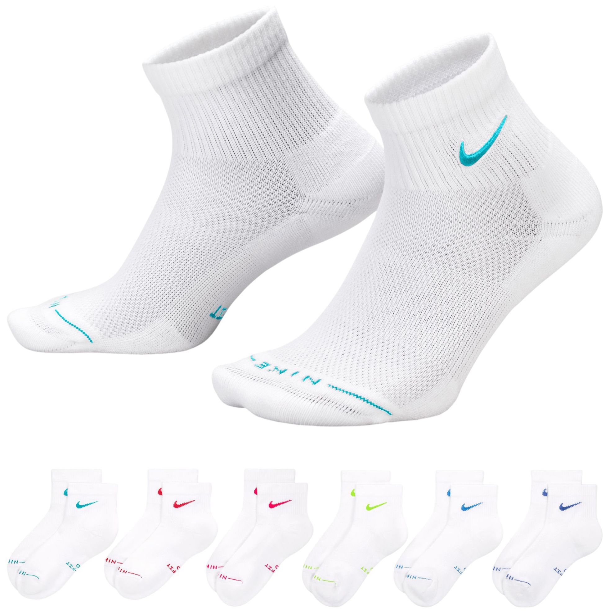 Nike Everyday Elevated Ankle Socks - 6 Pairs White/Multi thumbnail