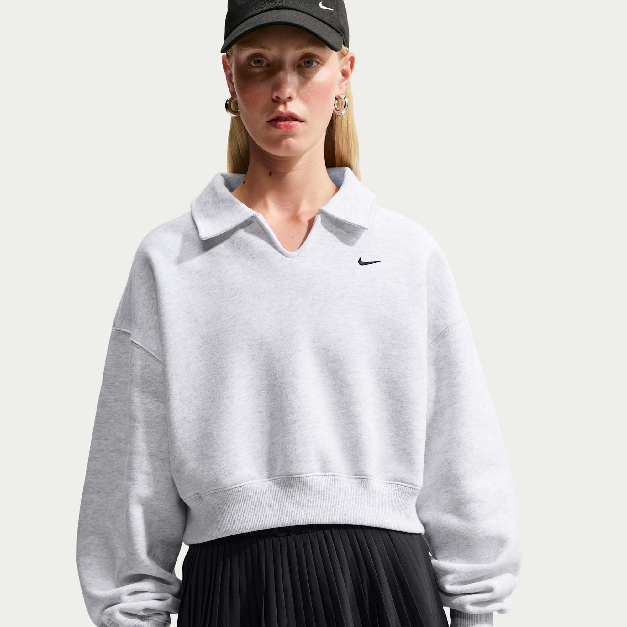 Nike Women's Studio Fleece Medium Weight Oversized Cropped Polo