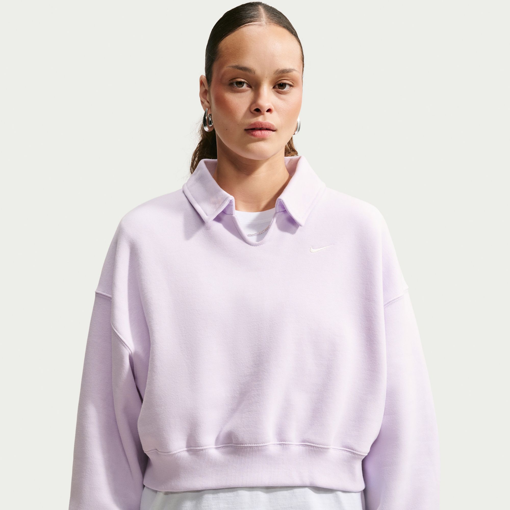 Nike Women's Studio Fleece Oversized Cropped Polo