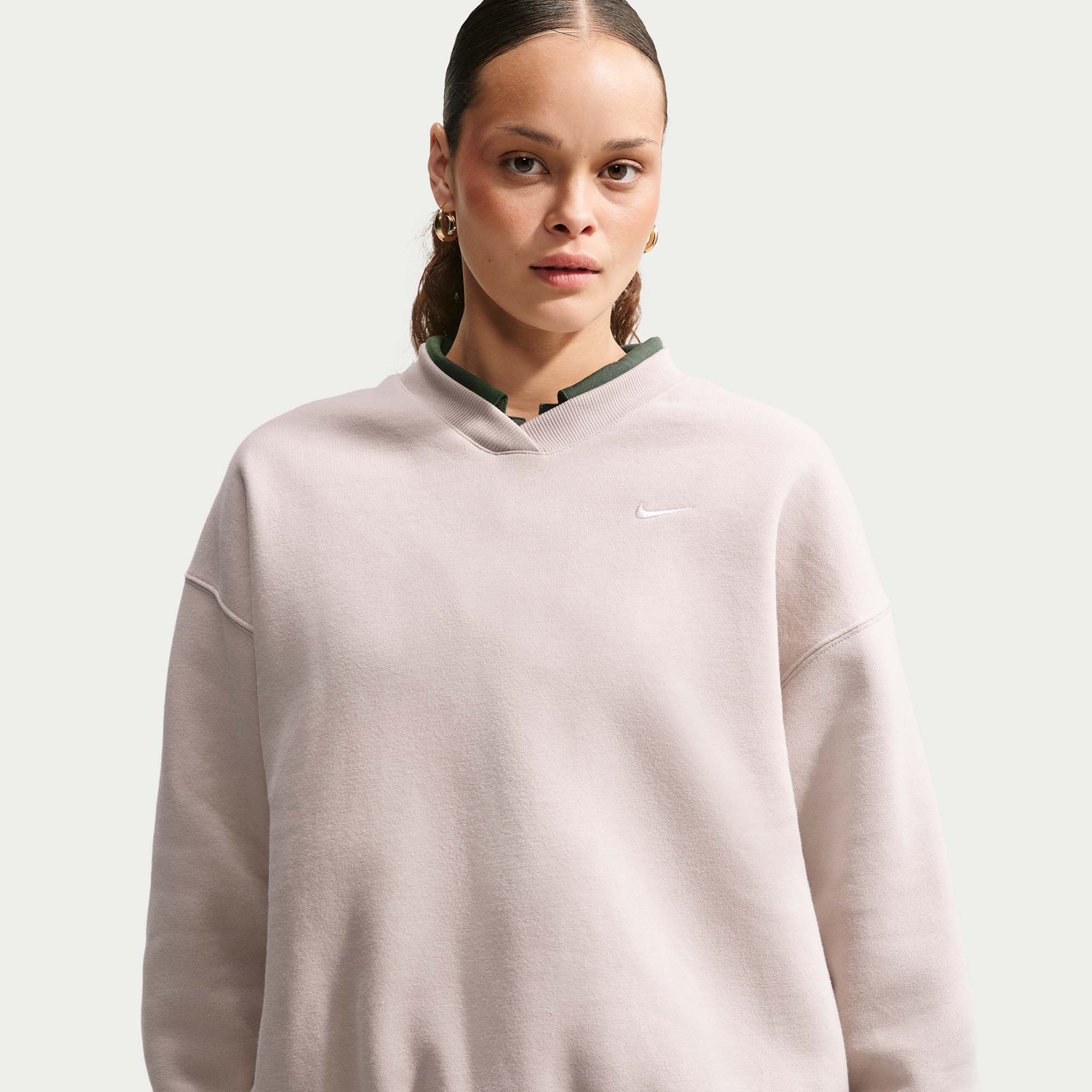 Nike Women's Studio Fleece Oversized V-Neck Sweatshirt