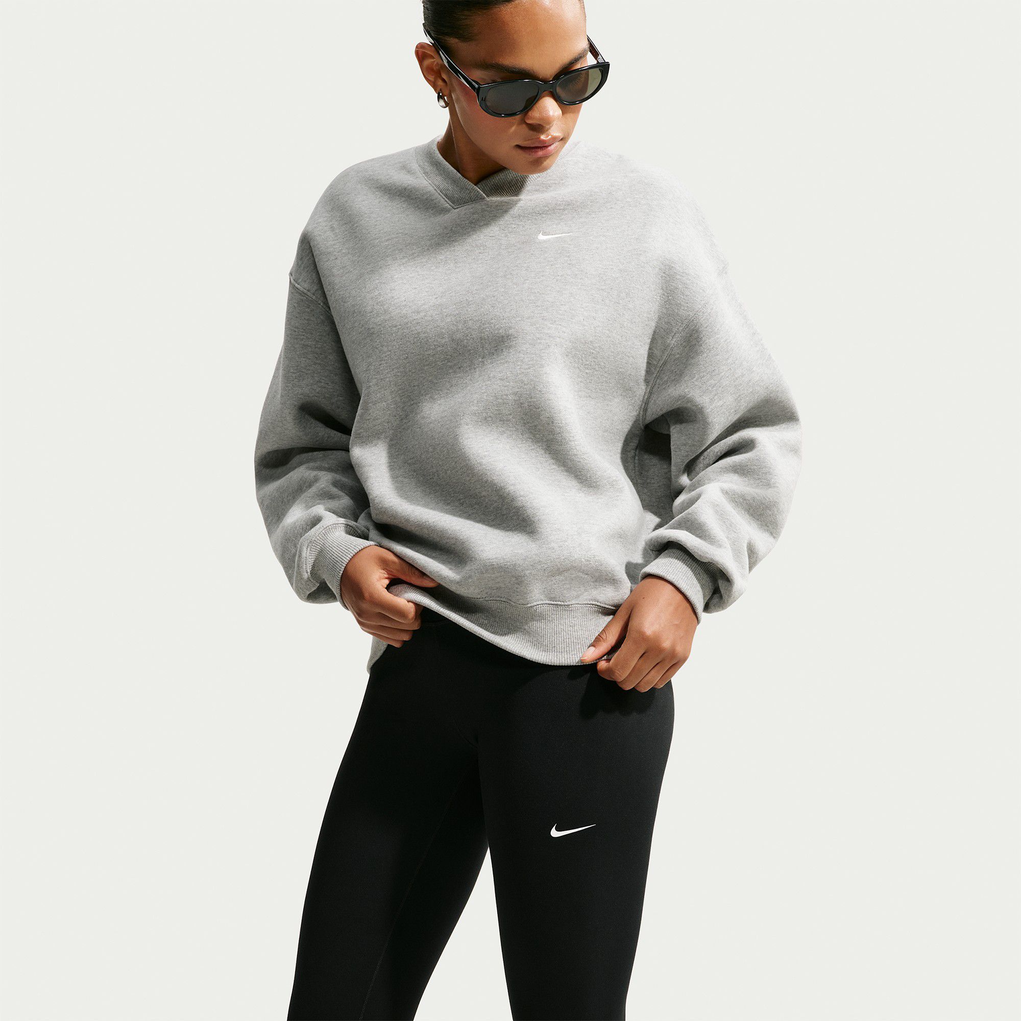 Nike Women's Studio Fleece Oversized V-Neck Sweatshirt