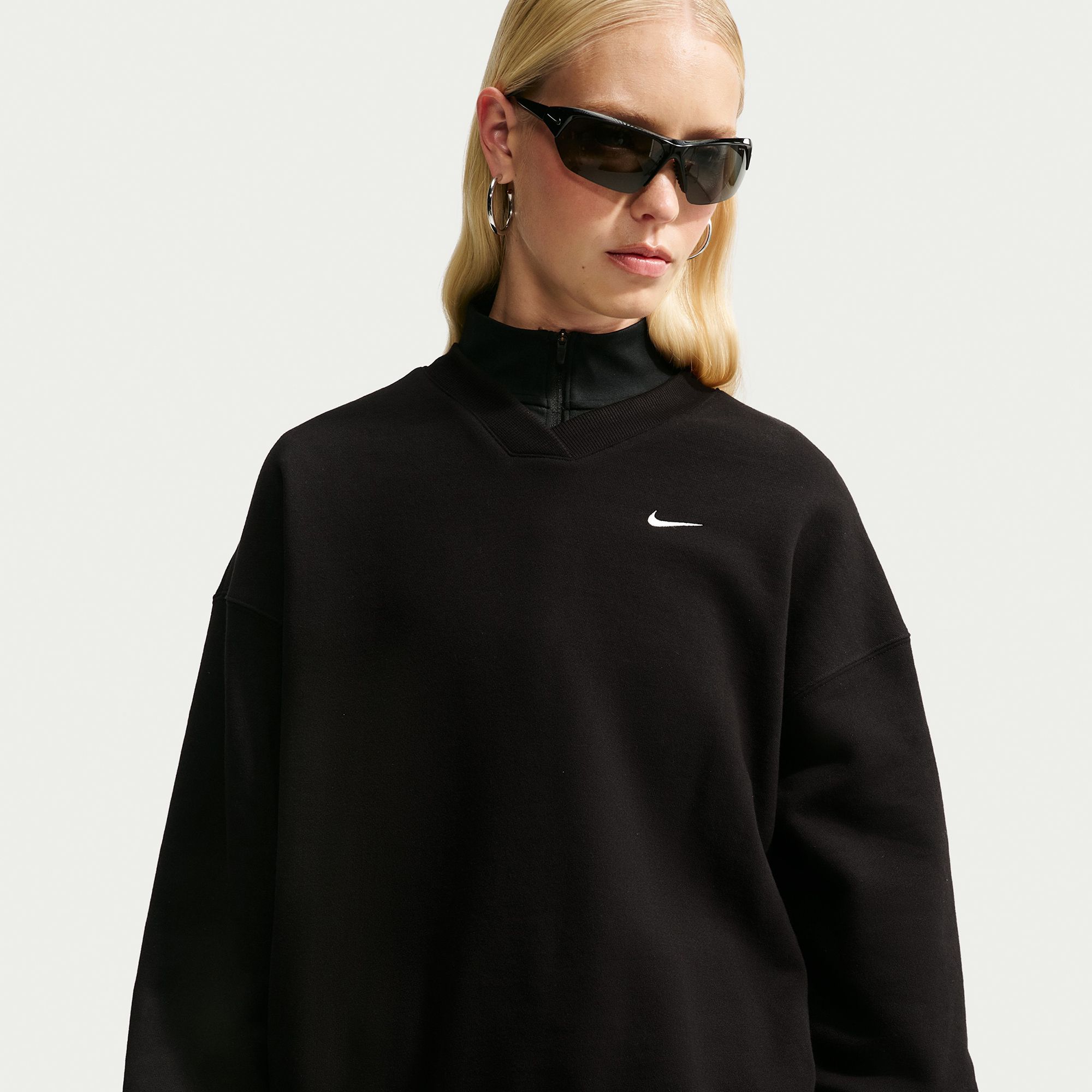 Nike Women's Studio Fleece Oversized V-Neck Sweatshirt