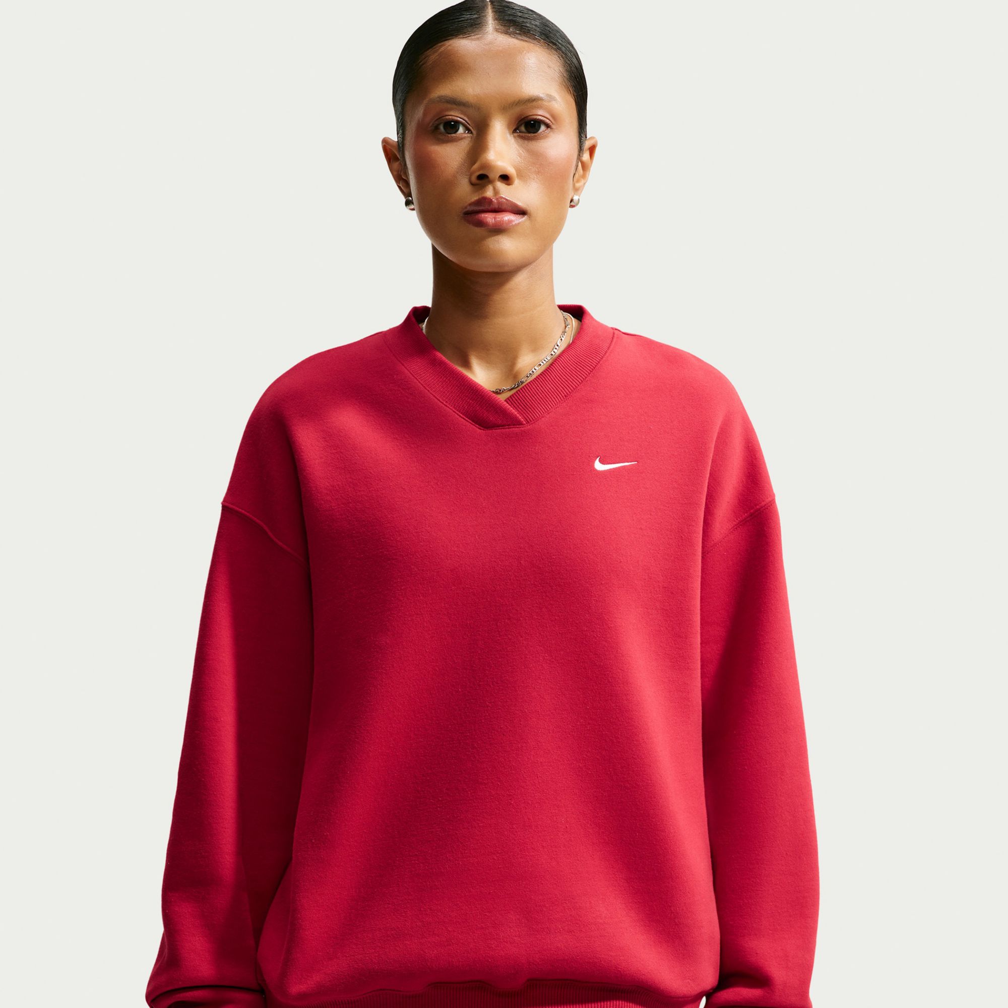 Nike Women's Studio Fleece Oversized V-Neck Sweatshirt