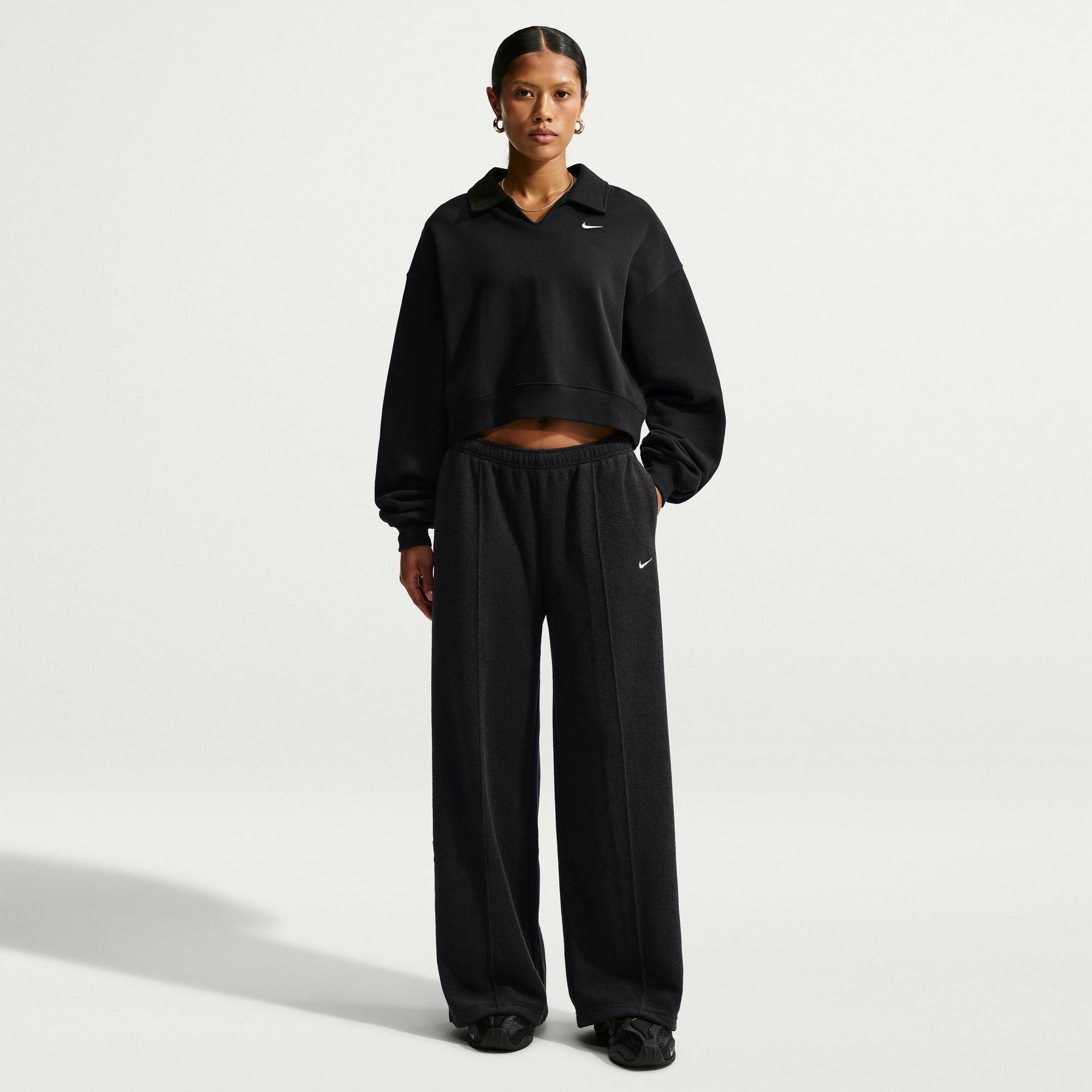 Nike Women's Studio Fleece Medium Weight Plush Wide-Leg Pants