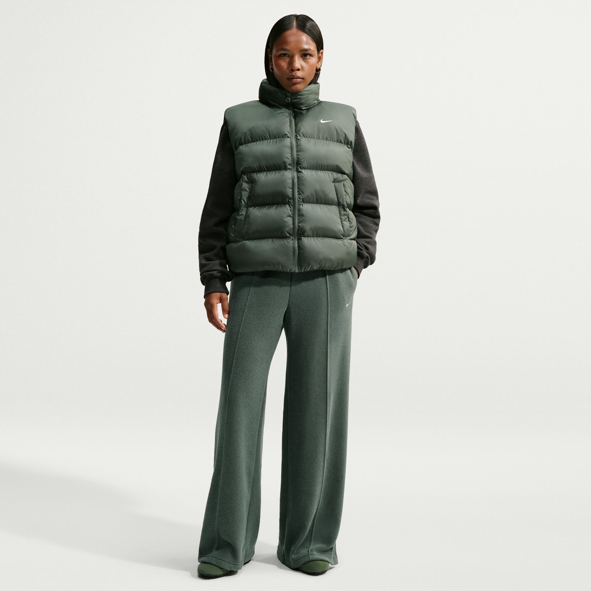 Nike Women's Studio Fleece Medium Weight Plush Wide-Leg Pants