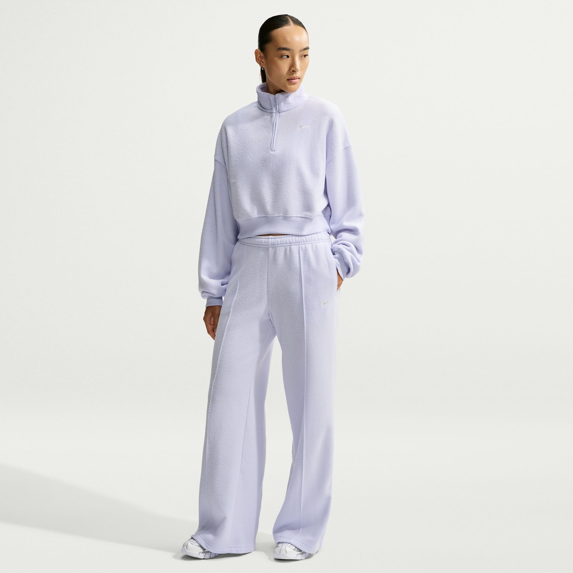 Nike Women's Studio Fleece Medium Weight Plush Wide-Leg Pants