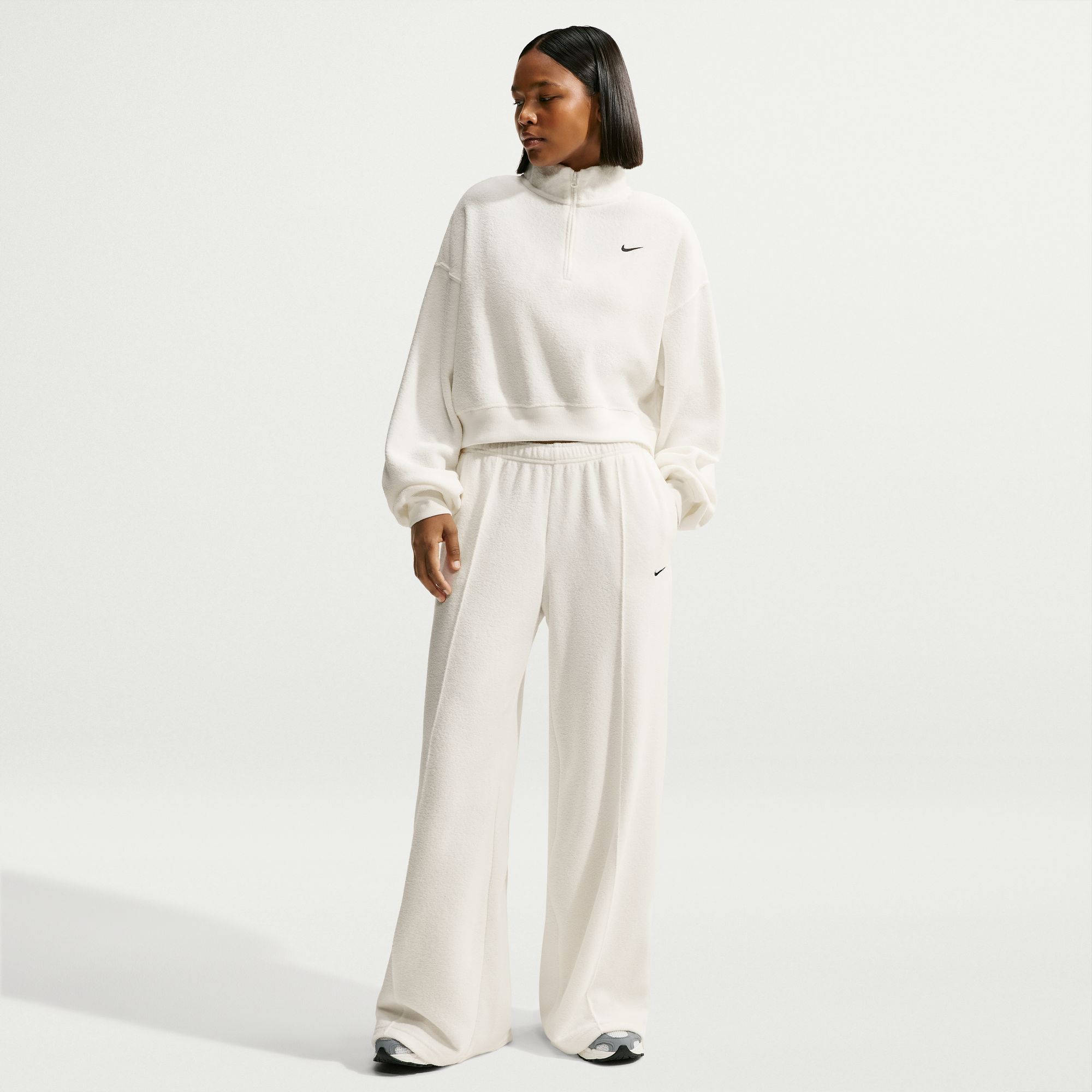 Nike Women's Studio Fleece Medium Weight Plush Wide-Leg Pants
