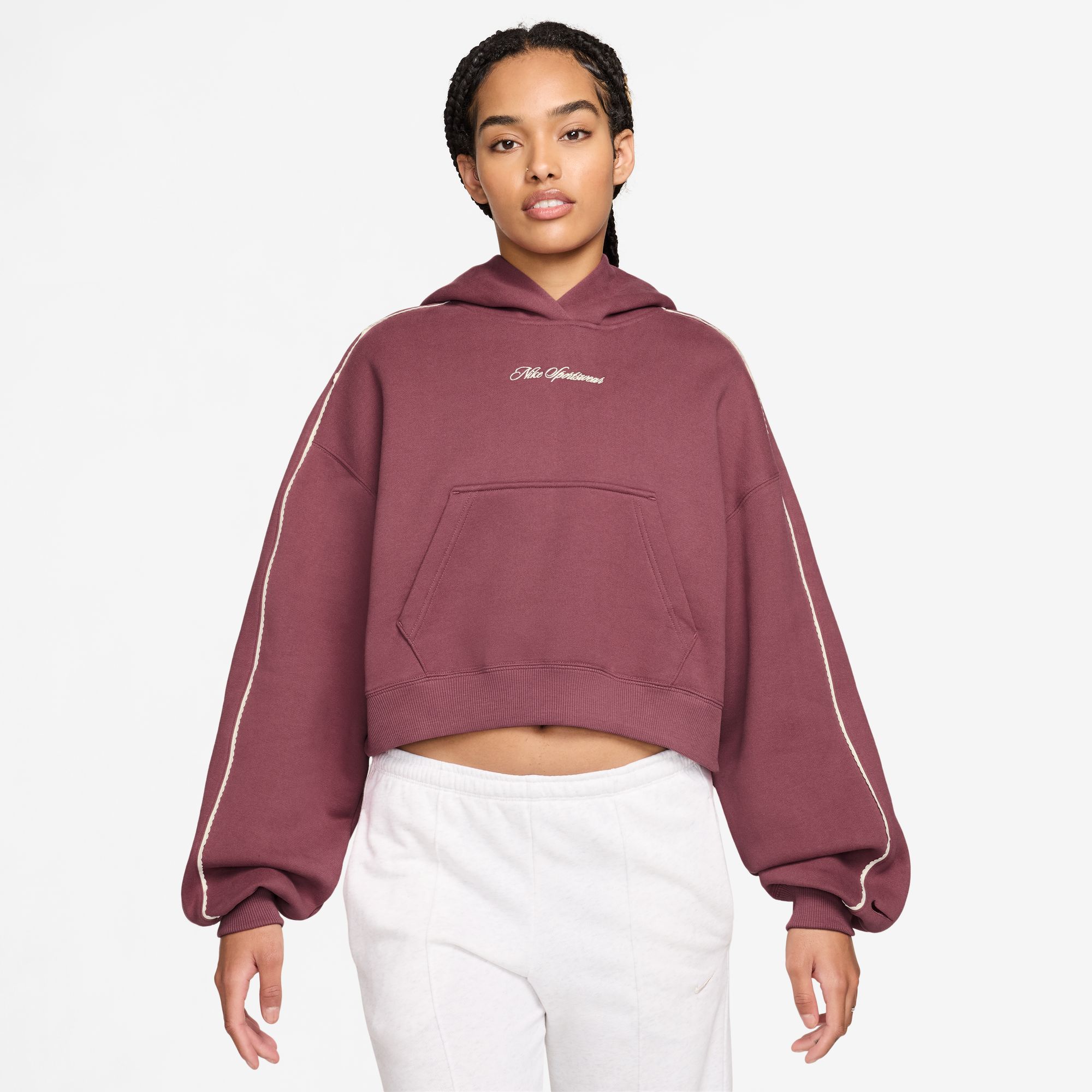 Nike Women's Studio Fleece Cropped Scallop Hoodie