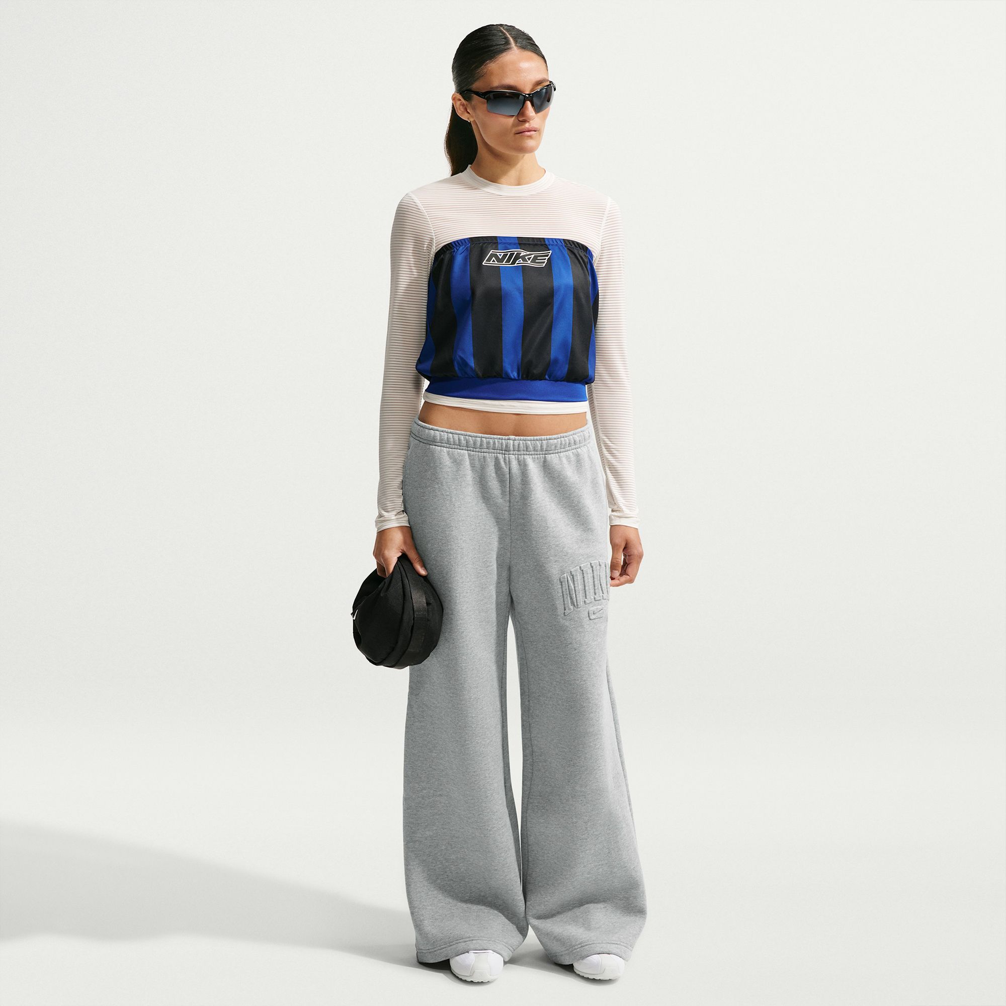 Nike Women's Studio Fleece Mid-Rise Wide-Leg Pants