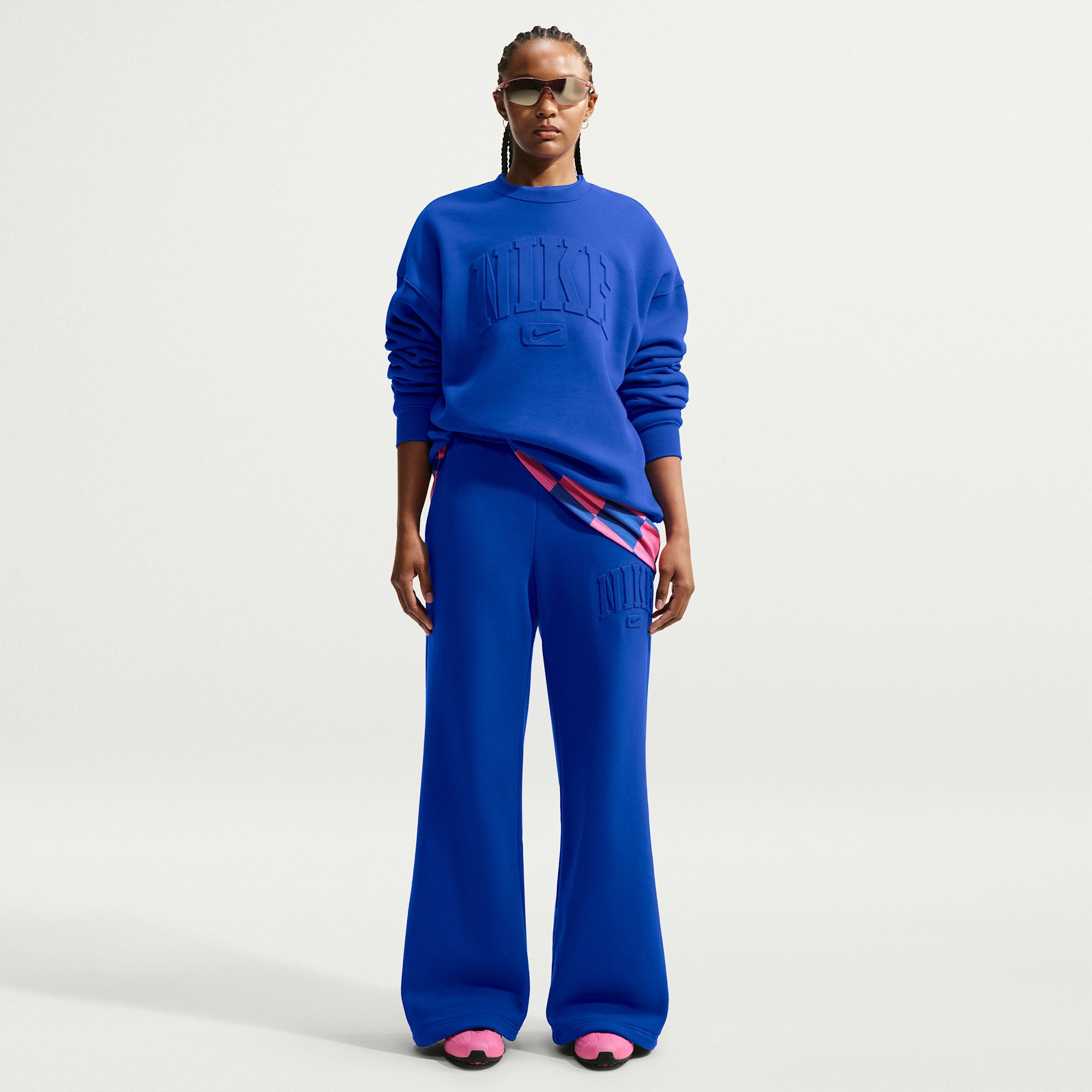 Nike Women's Studio Fleece Mid-Rise Wide-Leg Pants