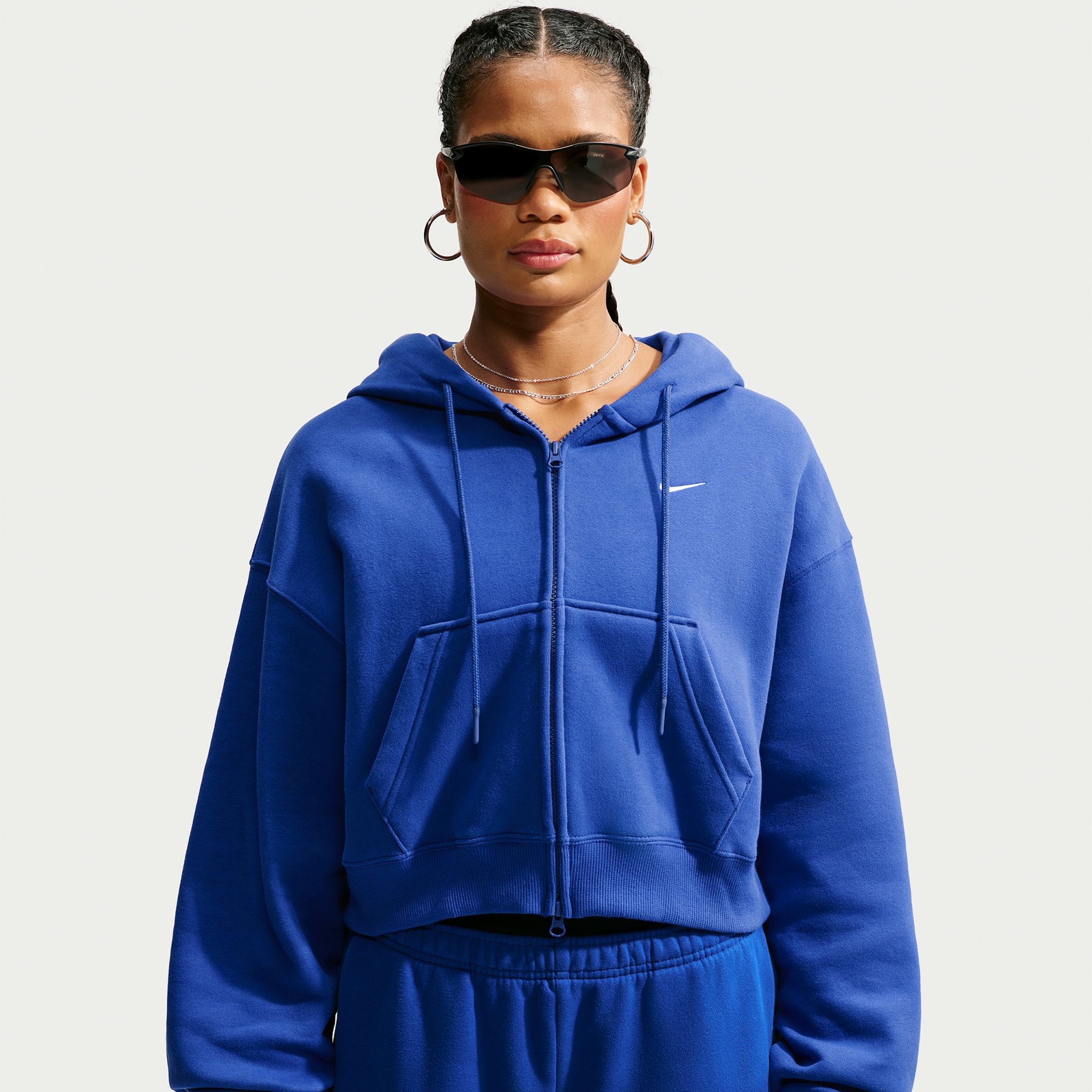 Nike Women's Studio Fleece Oversized Full-Zip Cropped Hoodie