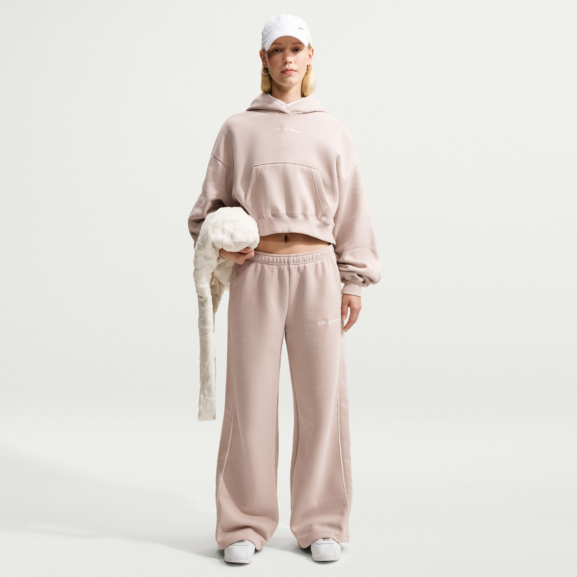 Nike Women's Studio Fleece Scallop Wide-Leg Pants