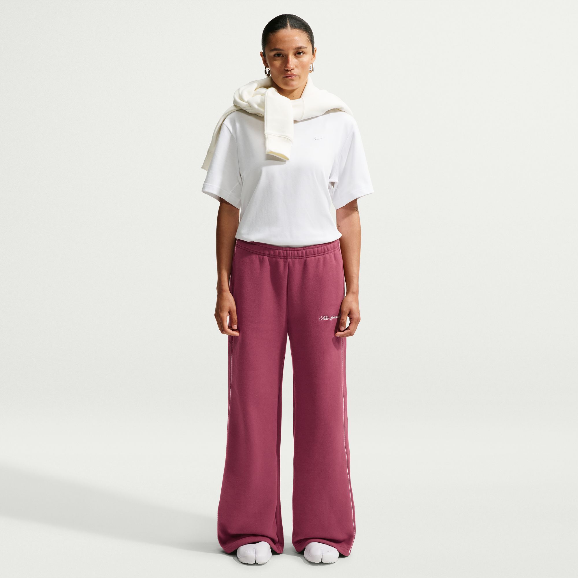 Nike Women's Studio Fleece Scallop Wide-Leg Pants