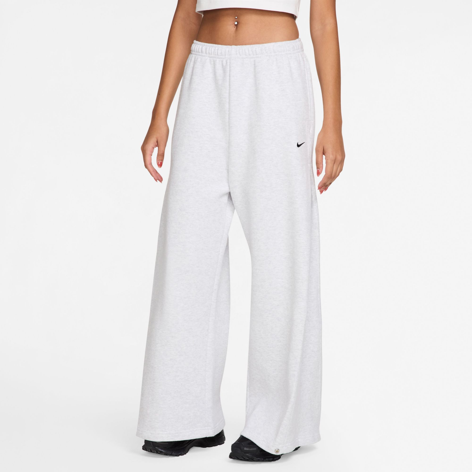 Nike Women's Studio Fleece Medium Weight Loose Pleated Snap Pants