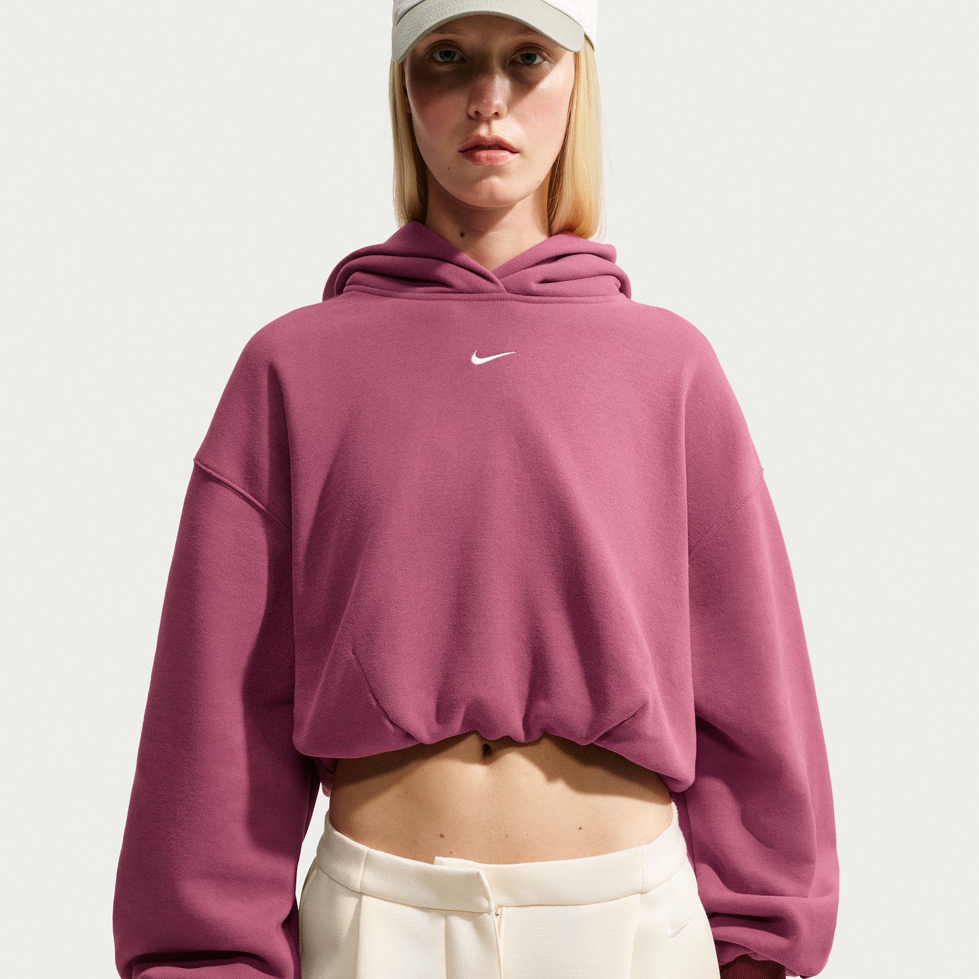 Nike Women's Studio Fleece Oversized Cropped Hoodie