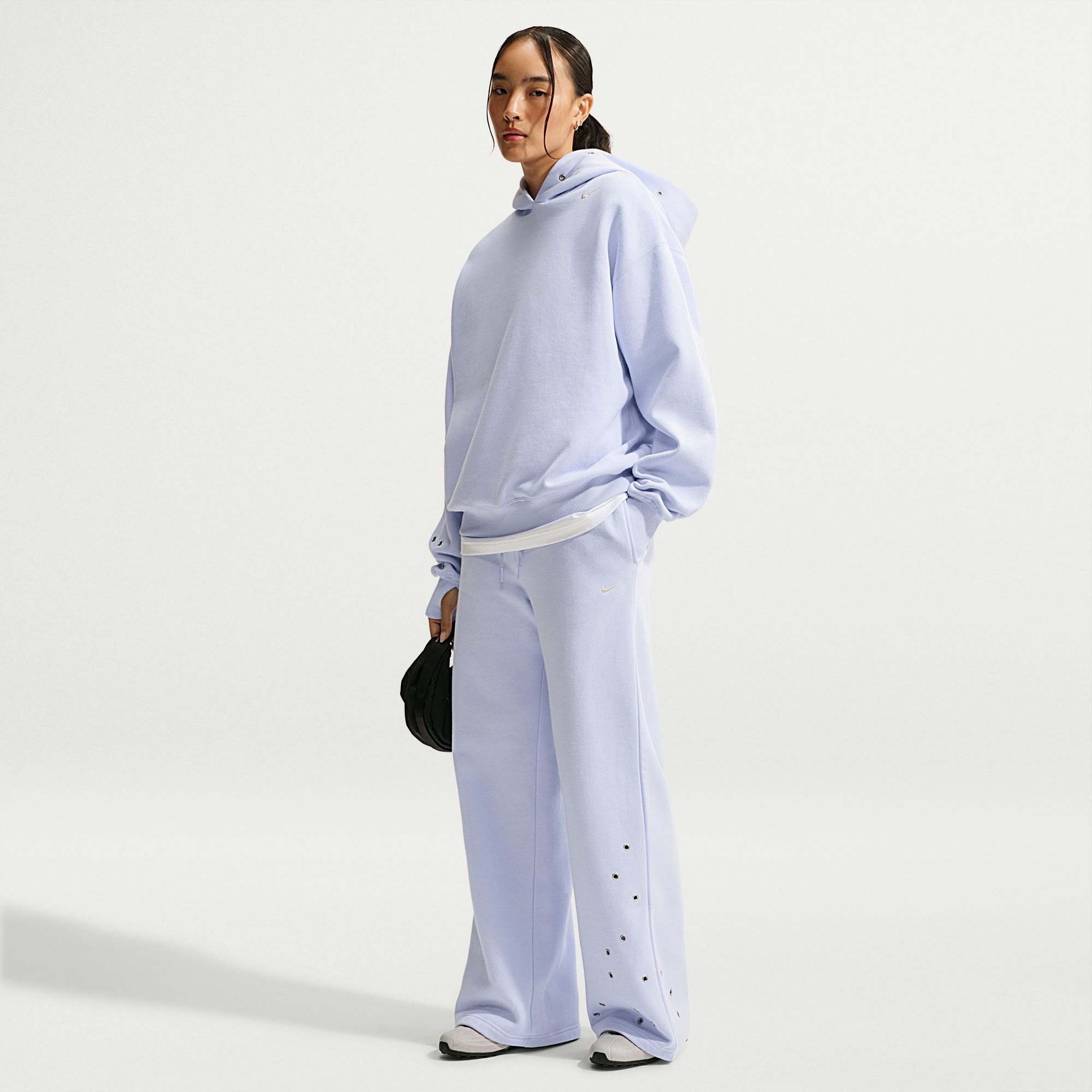 Nike Women's Studio Fleece Medium Weight Grommet Wide-Leg Pants