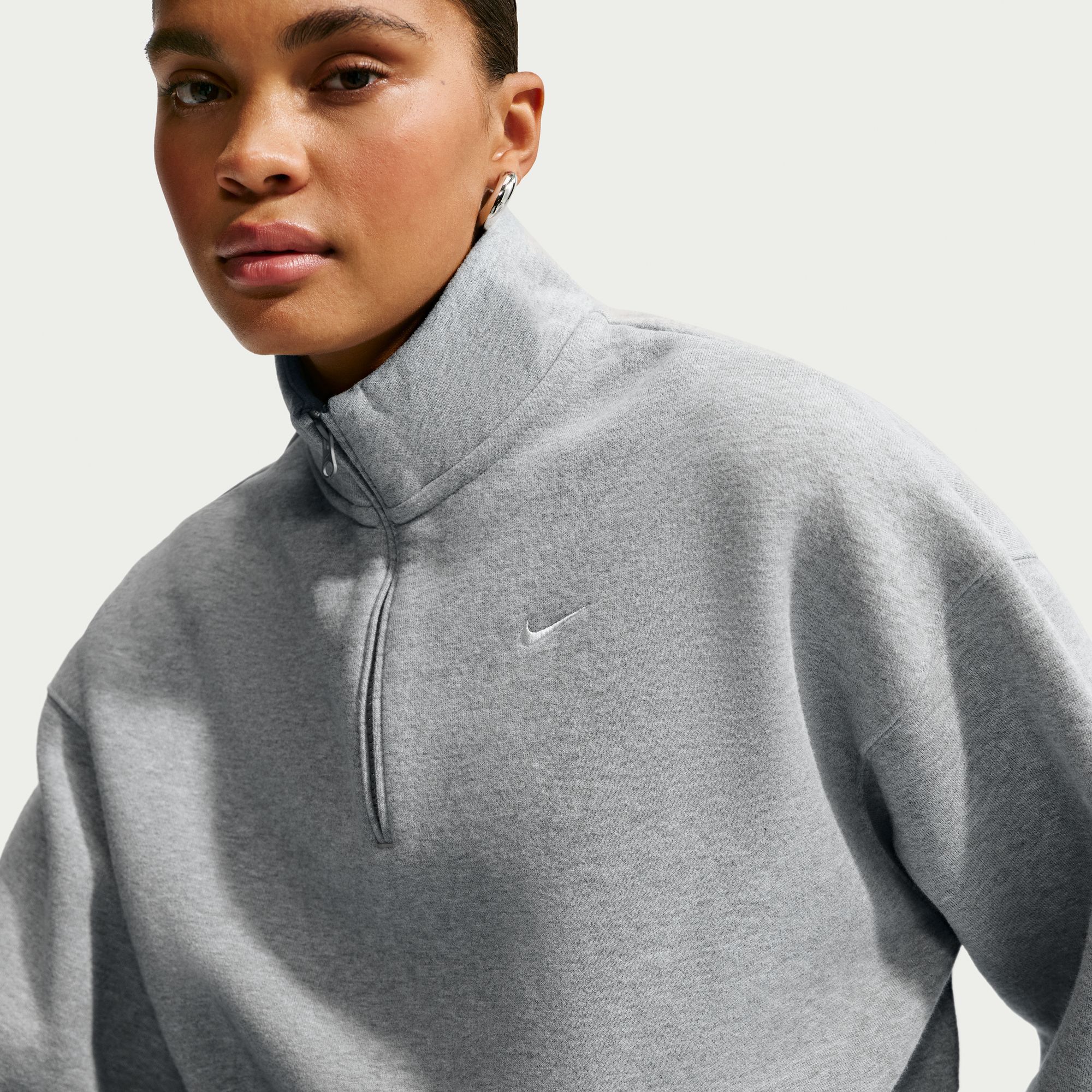 Nike Women's Studio Fleece Oversized 1/4-Zip Cropped Top