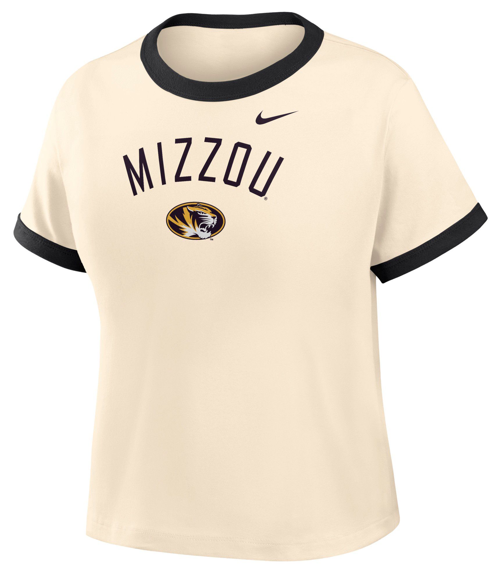 Nike Women's Missouri Tigers White Ringer Cropped T-Shirt