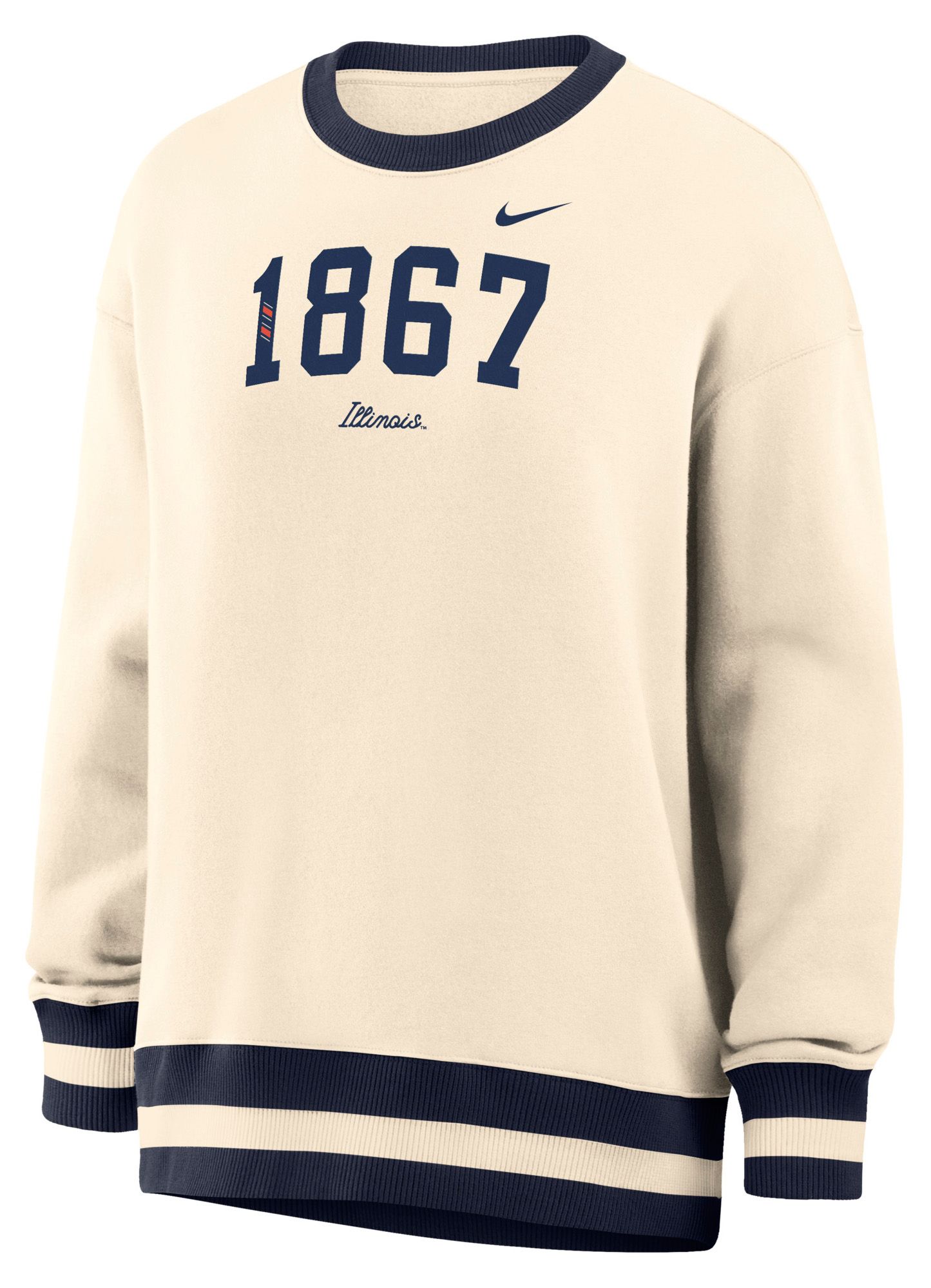 Nike Women's Illinois Fighting Illini White Phoenix Oversized Crewneck Sweatshirt