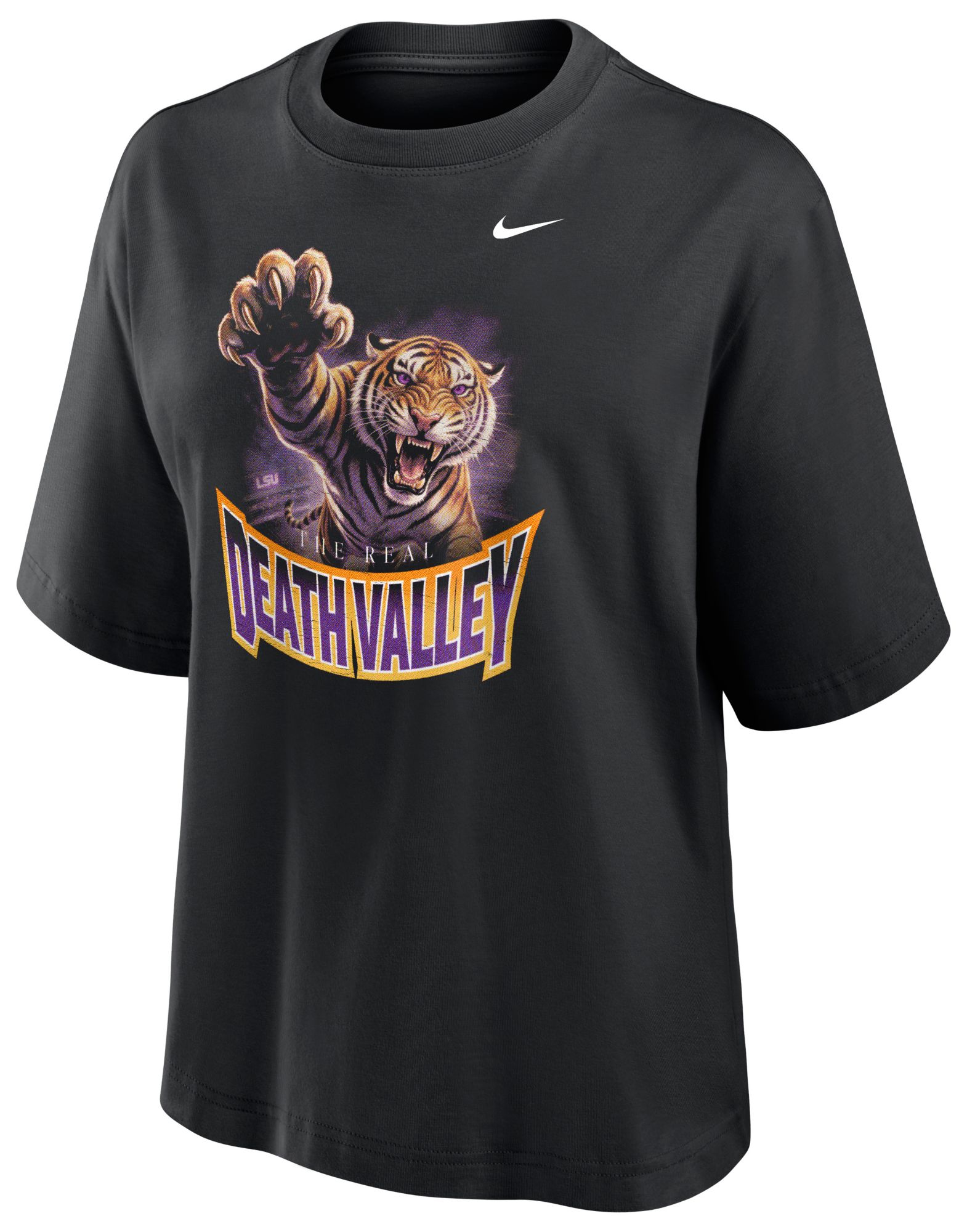 Nike Women's LSU Tigers "Real Death Valley" Boxy T-Shirt, XL, Black