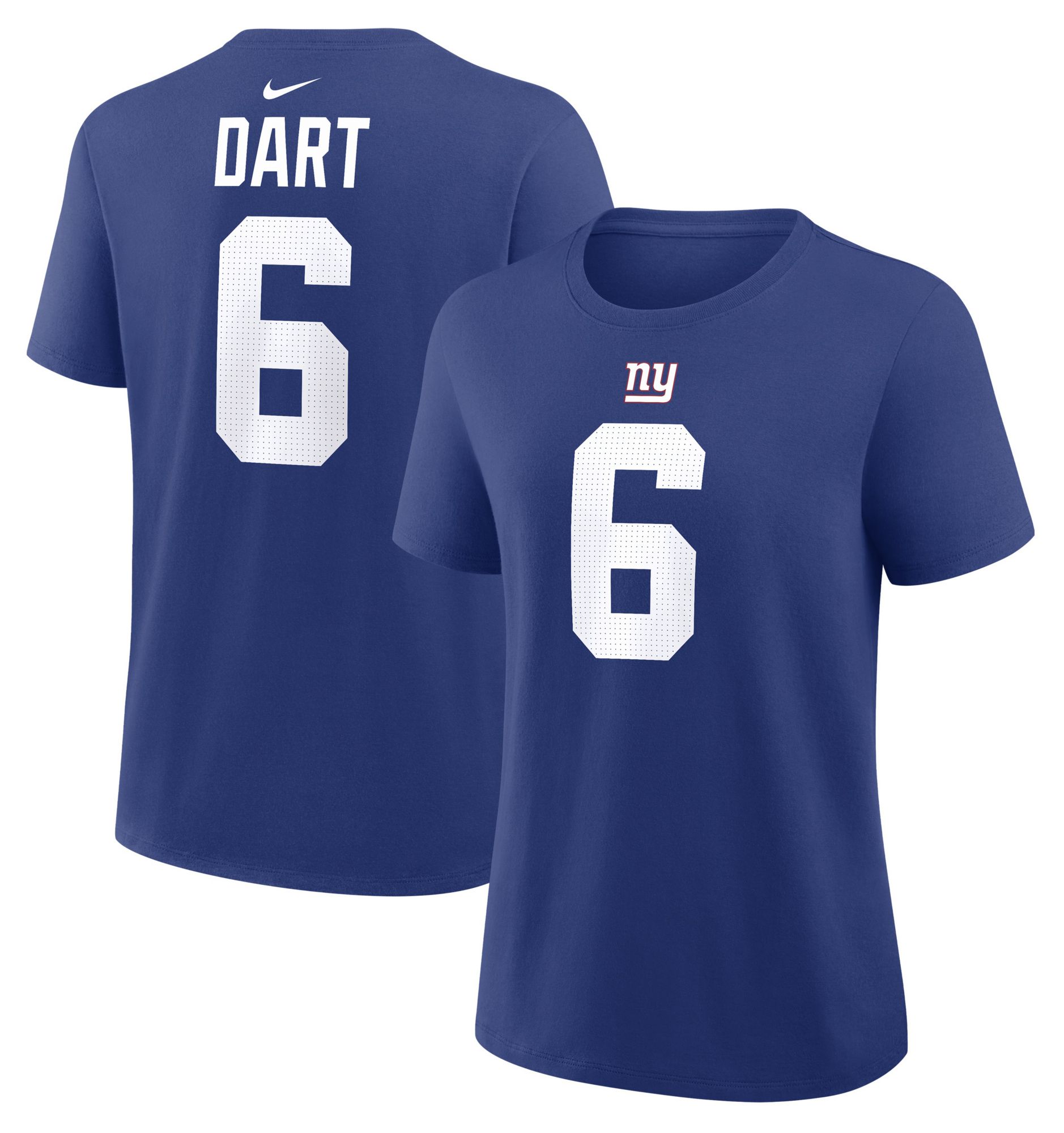 Nike Women's New York Giants Rush Blue Jaxson Dart #6 T-Shirt