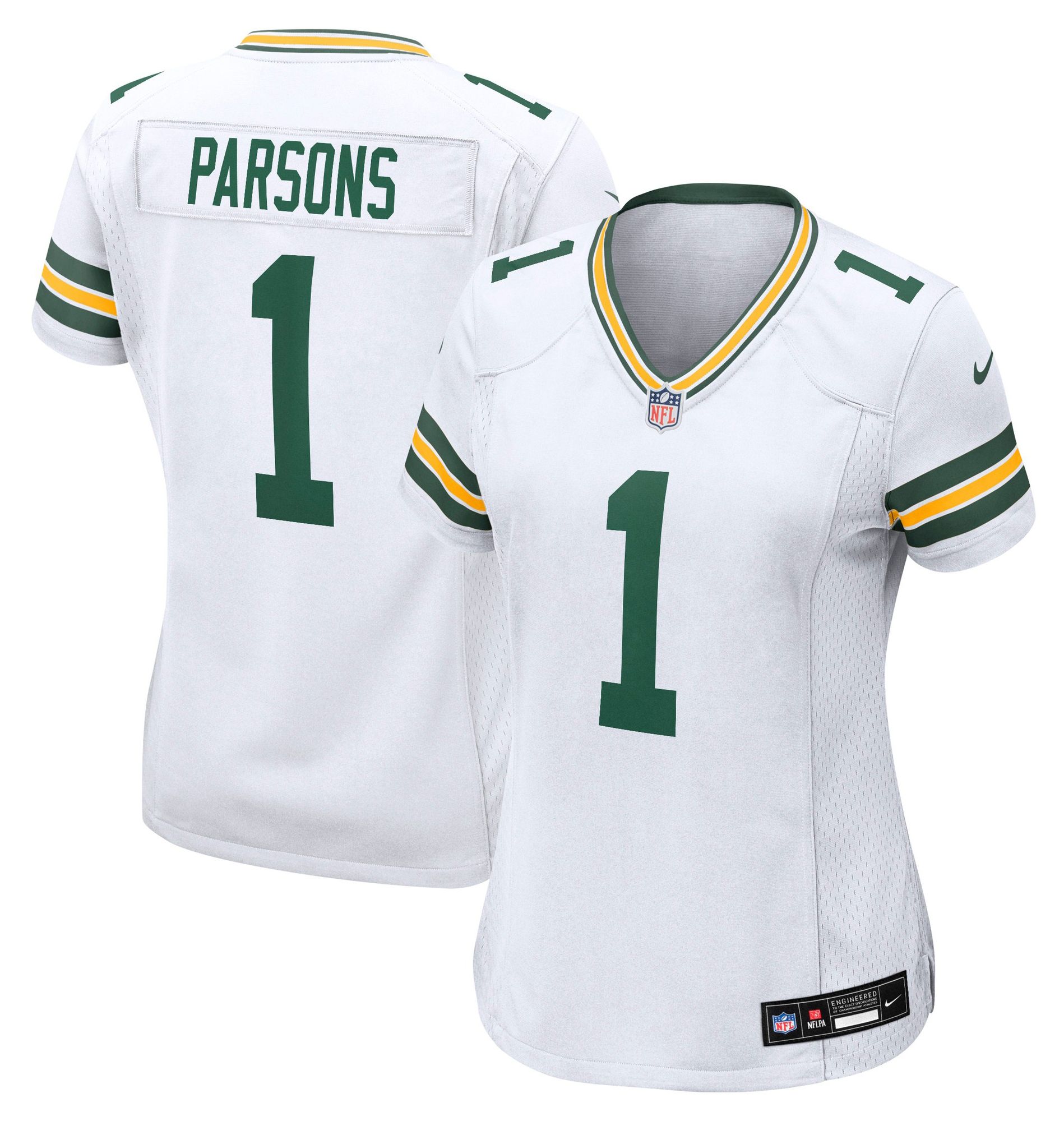 Nike Women's Green Bay Packers Micah Parsons #1 White Road Game Jersey