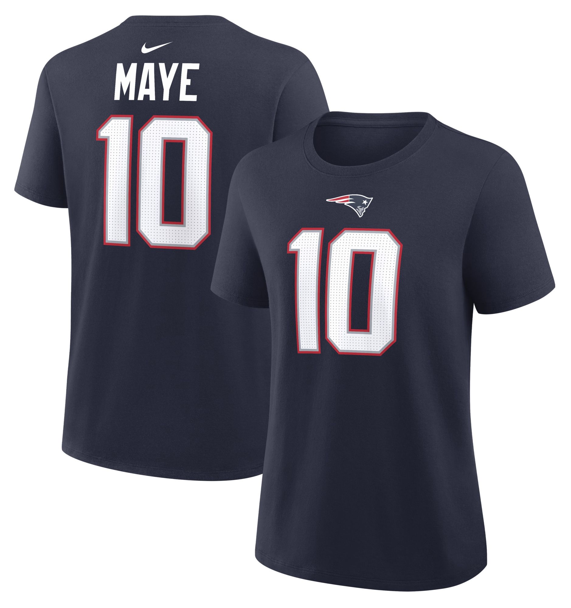 Nike Women's New England Patriots Navy Drake Maye #10 T-Shirt