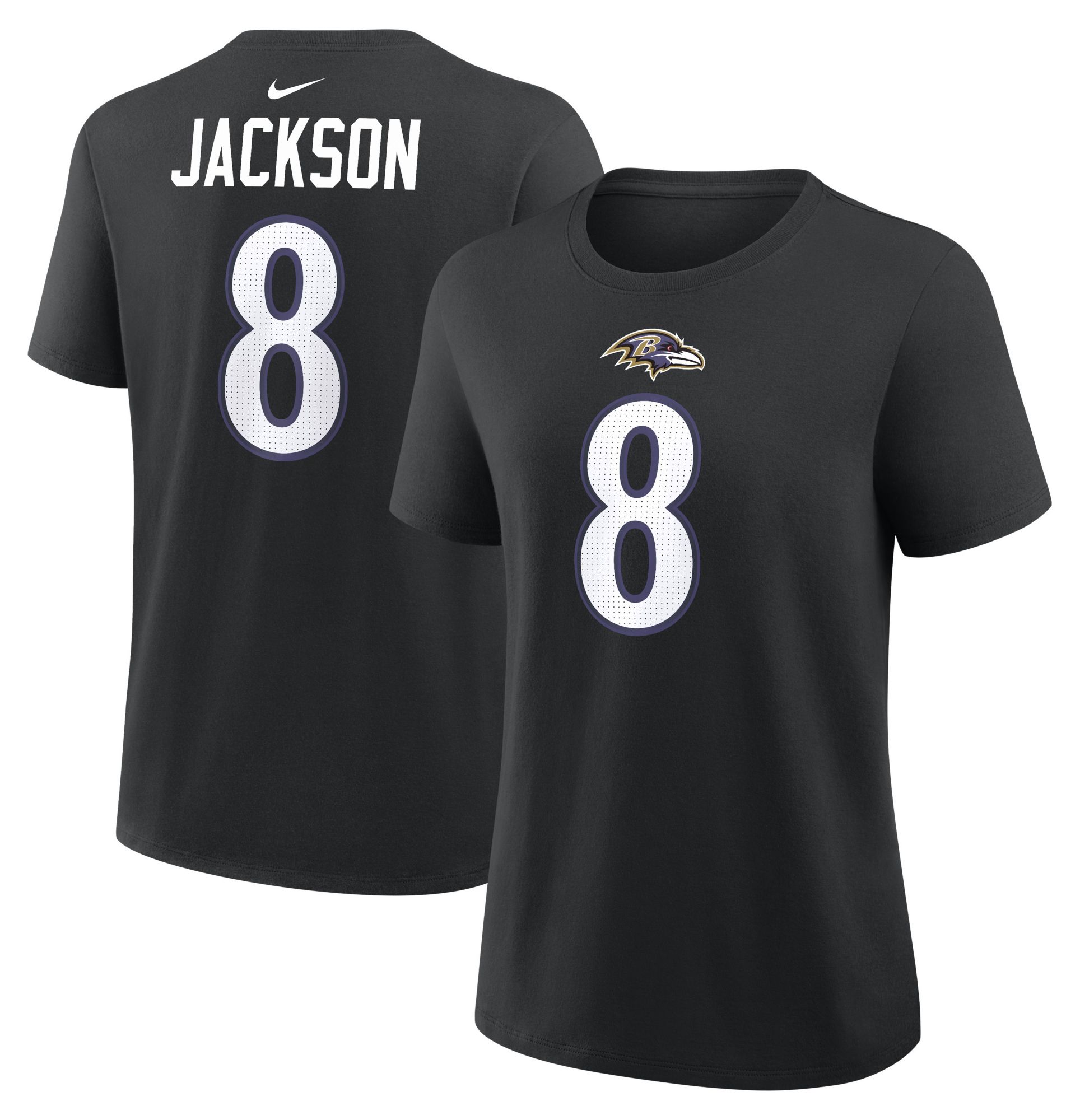 Nike Women's Baltimore Ravens Black Lamar Jackson #8 T-Shirt