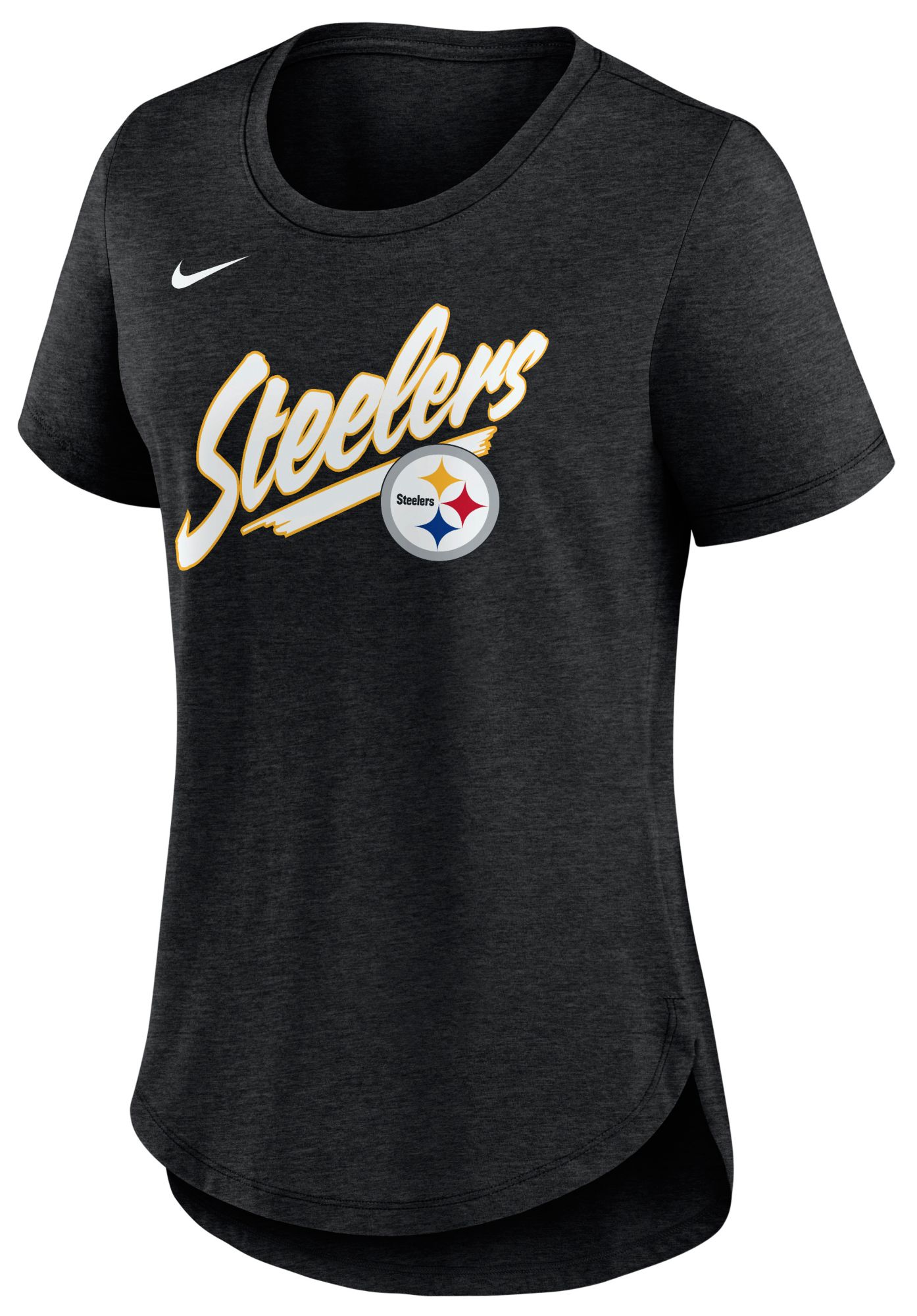 Nike Women's Pittsburgh Steelers Black Heather Triblend Script T-Shirt