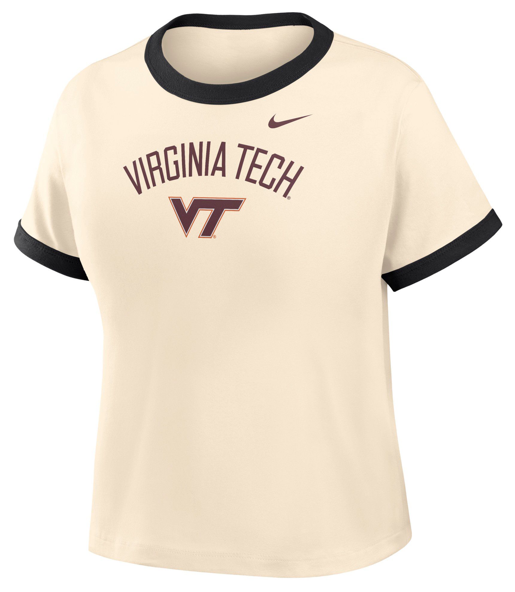 Nike Women's Virginia Tech Hokies White Ringer Cropped T-Shirt