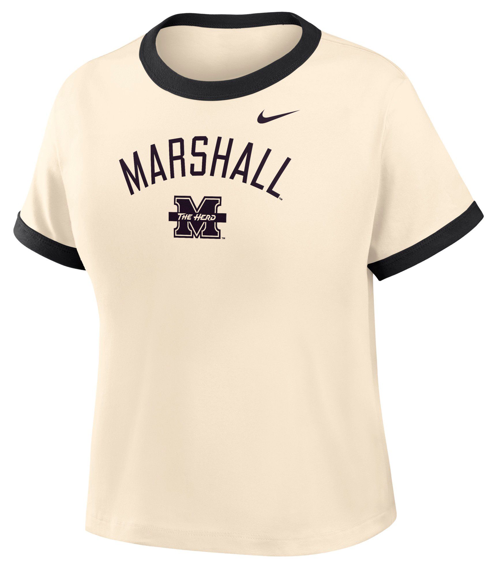 Nike Women's Marshall Thundering Herd White Ringer Cropped T-Shirt