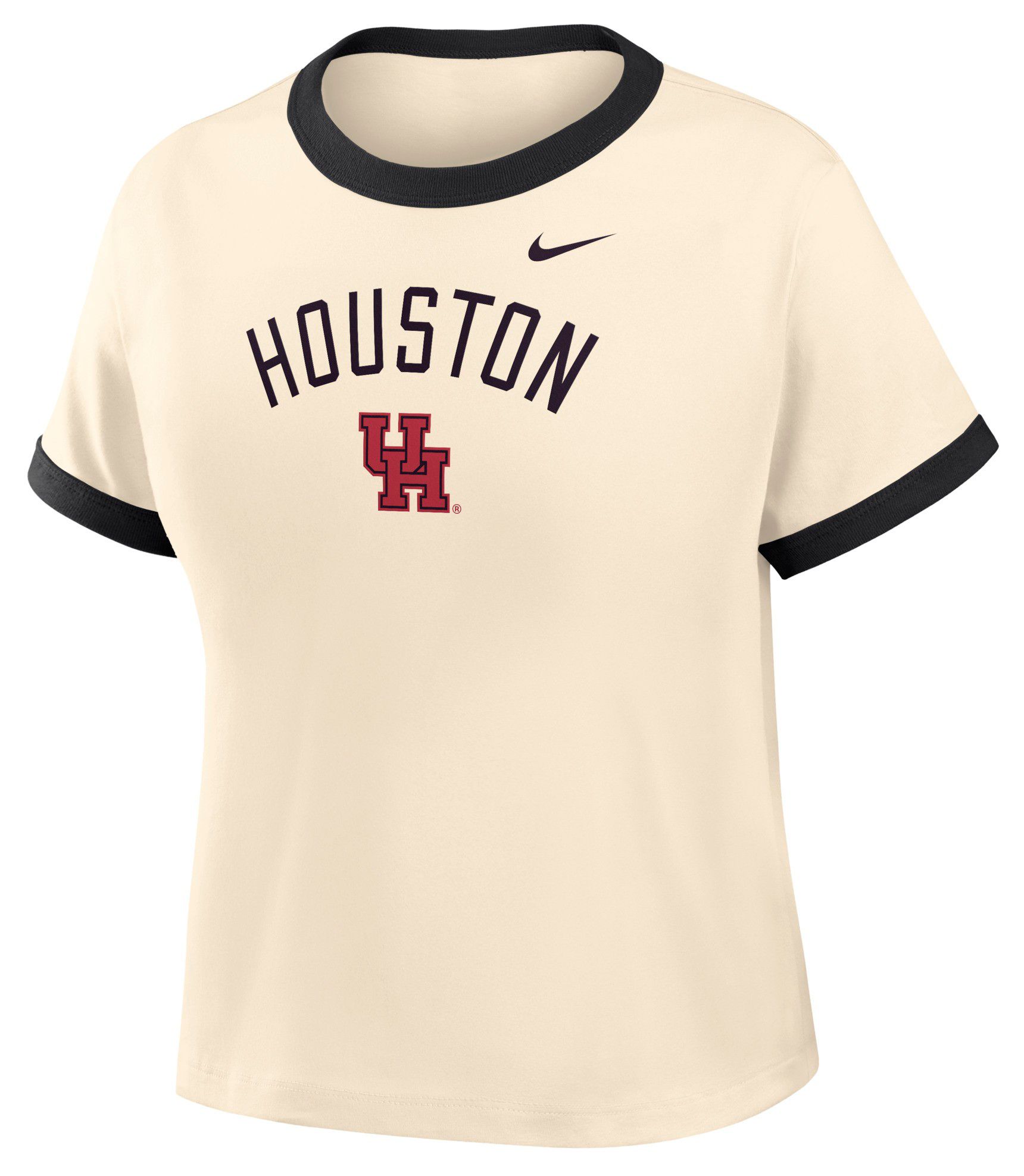 Nike Women's Houston Cougars White Ringer Cropped T-Shirt