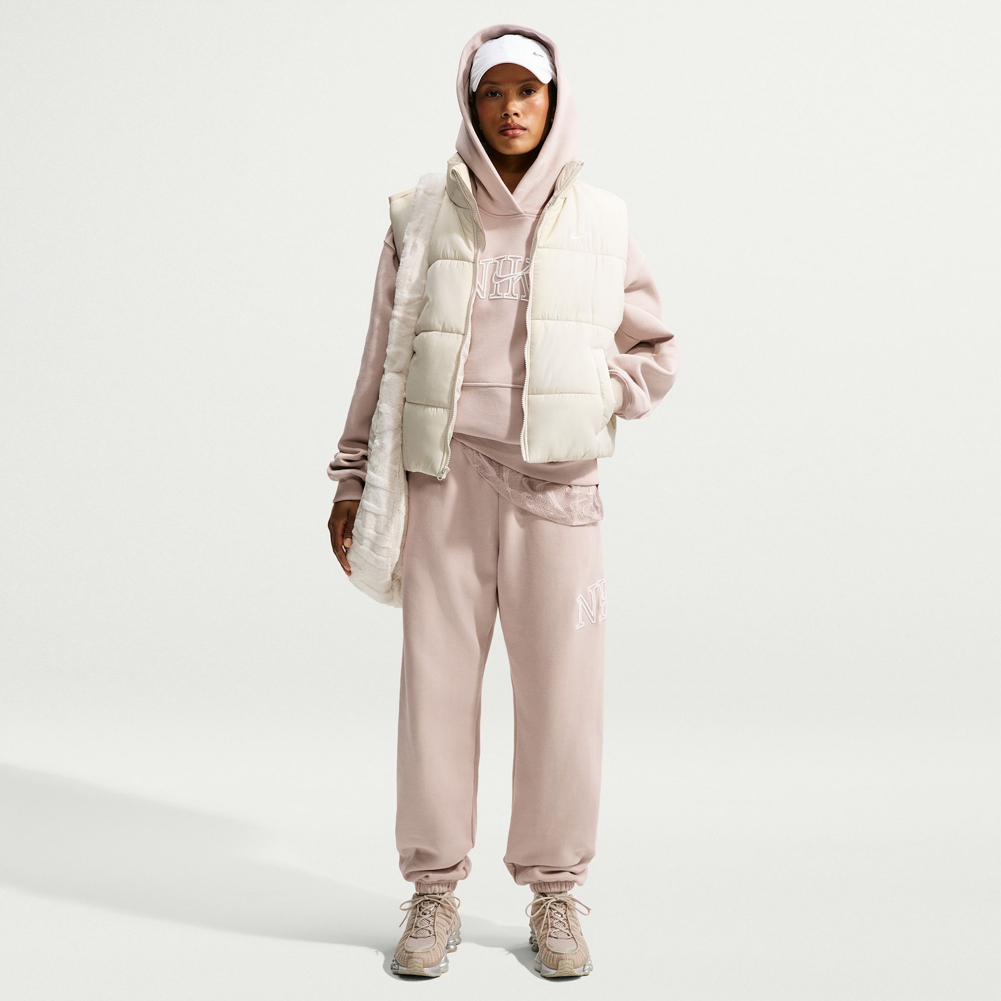 Nike Women's Studio Fleece Oversized Cuffed Logo Pants