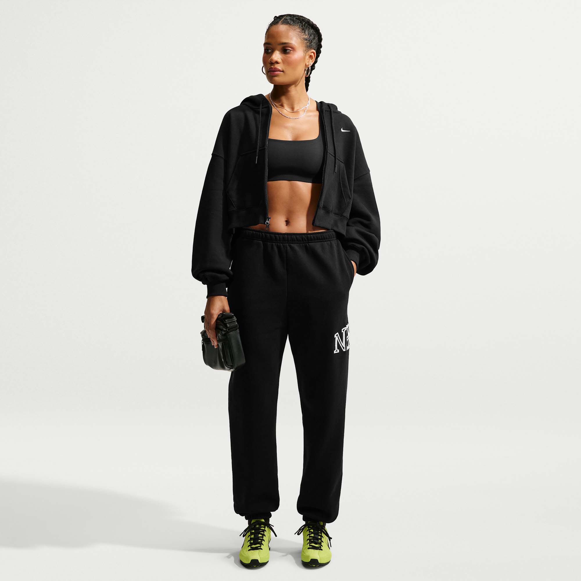 Nike Women's Studio Fleece Medium Weight "Graphic Pack" Oversized Cuffed Logo Pants