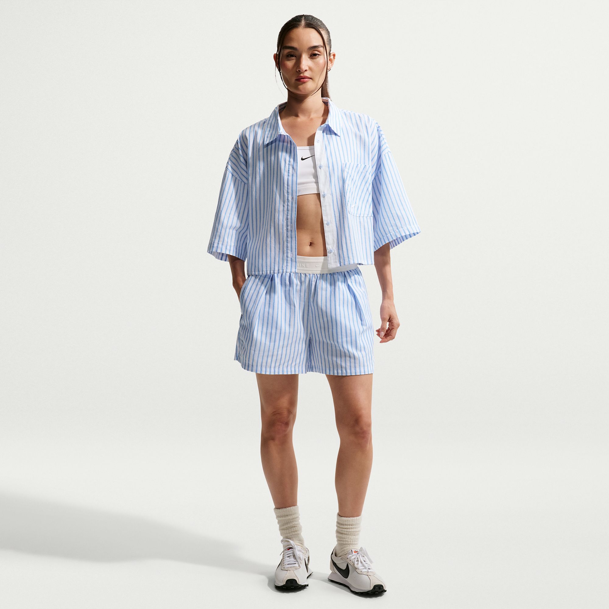 Nike Women's Sportswear Chill Poplin Striped Top