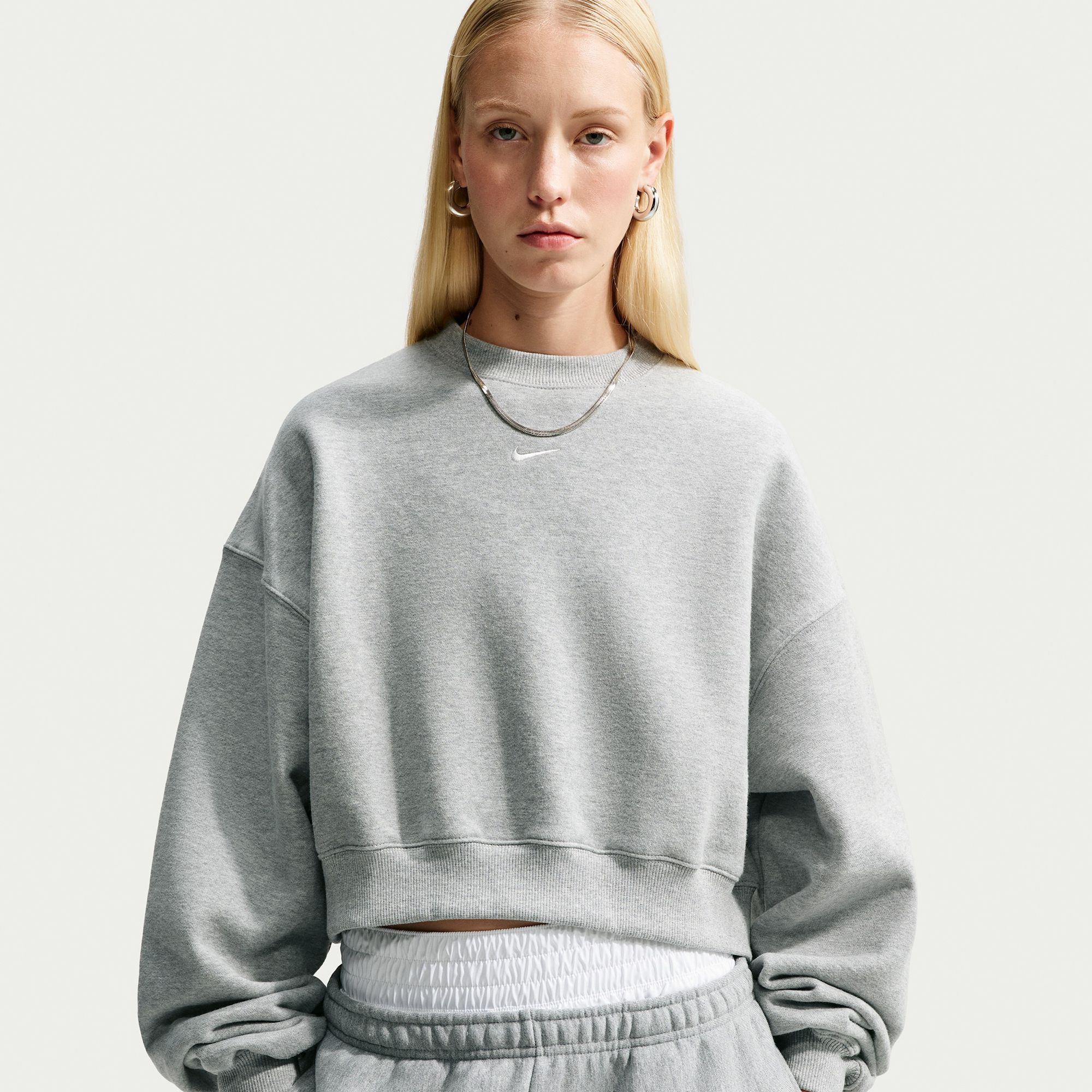 Nike Women's Studio Fleece Oversized Cropped Crew